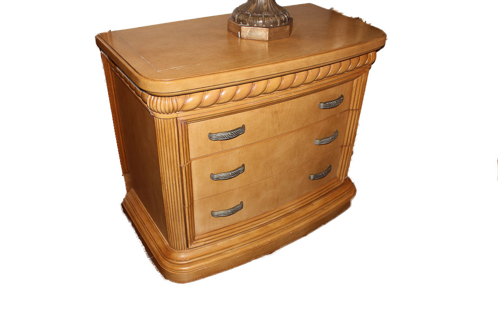 Ornate Oak Finish Nightstand