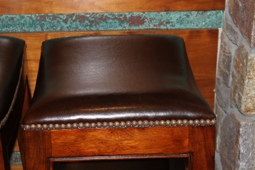 Set of Three Saddle Style Bar Stools