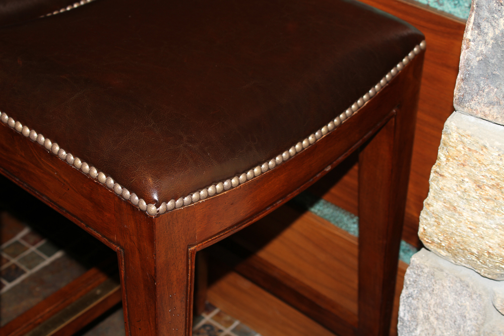 Set of Three Saddle Style Bar Stools