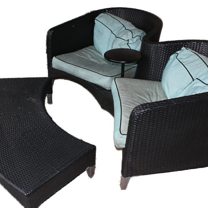 Contemporary Wicker Patio Seating Set