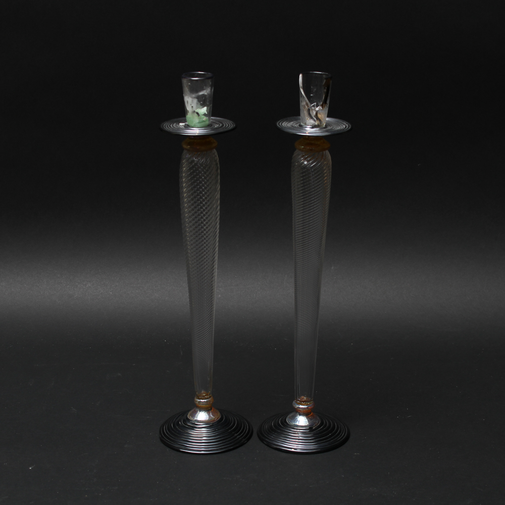 Pair of Tiffany Crystal Candlesticks