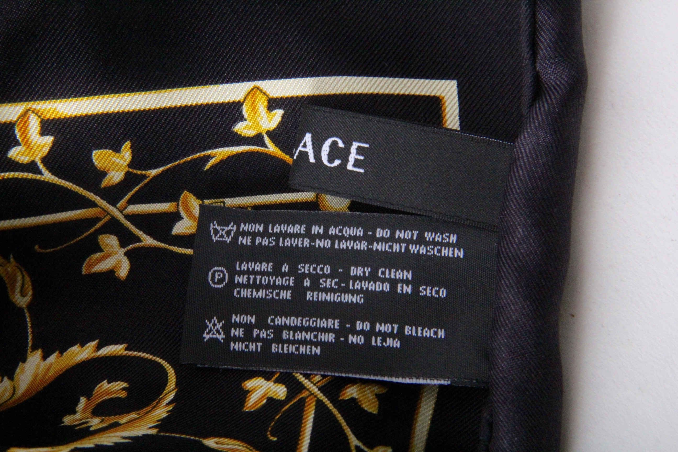 Versace "Foulard" Black and Gold Silk Scarf