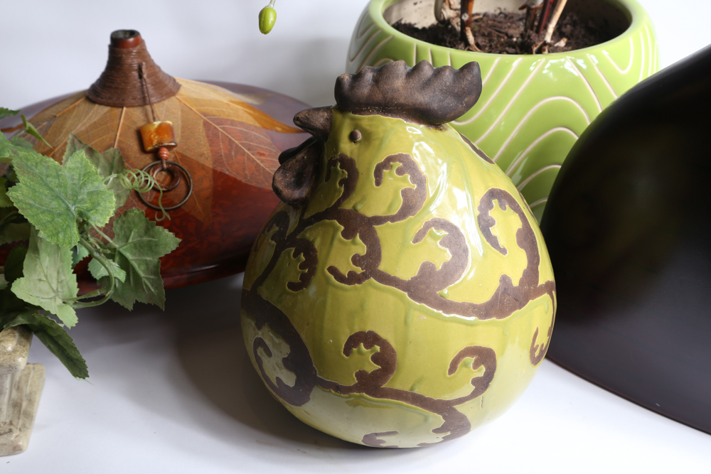 Assorted Ceramic Home Décor and Artificial Plants