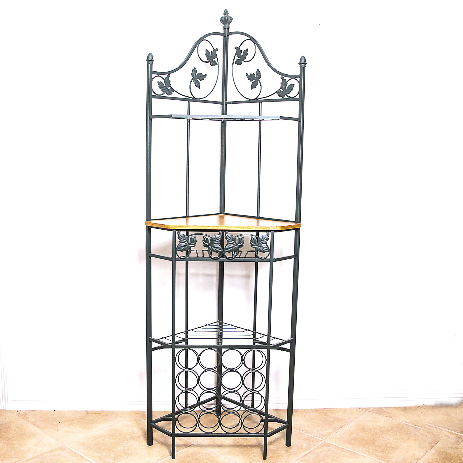 Metal Shelving Unit with Built-in Wine Rack