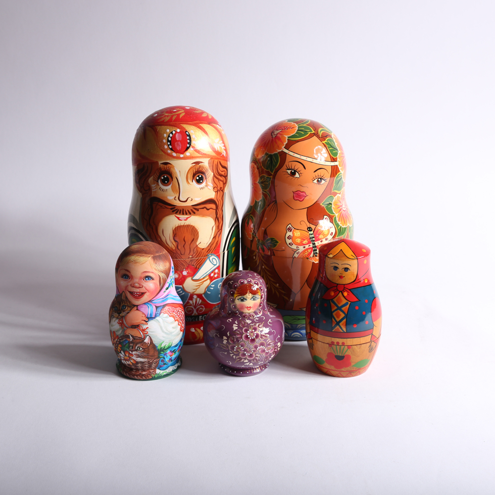 Five Sets of Russian Matryoshka Dolls