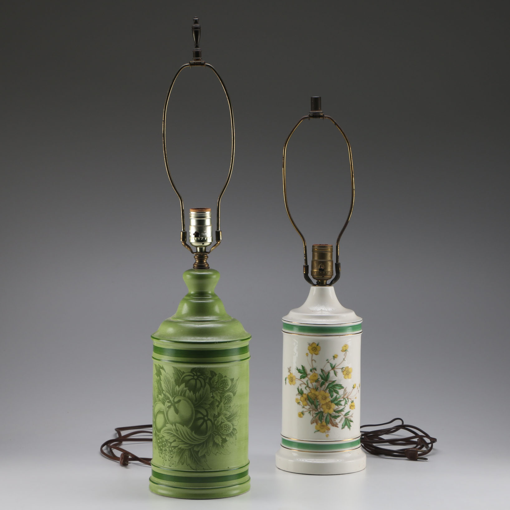 Pair of Lamps with Floral Pattern