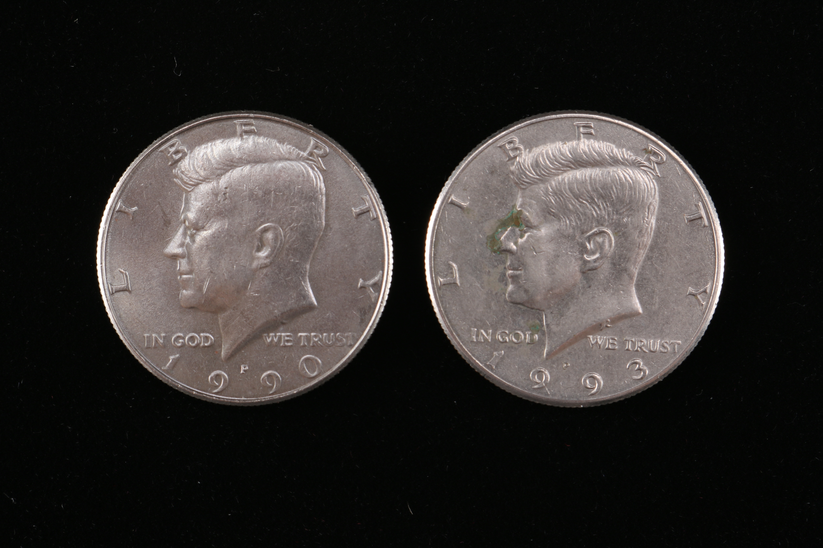 A Collection of Ten Kennedy Half Dollars