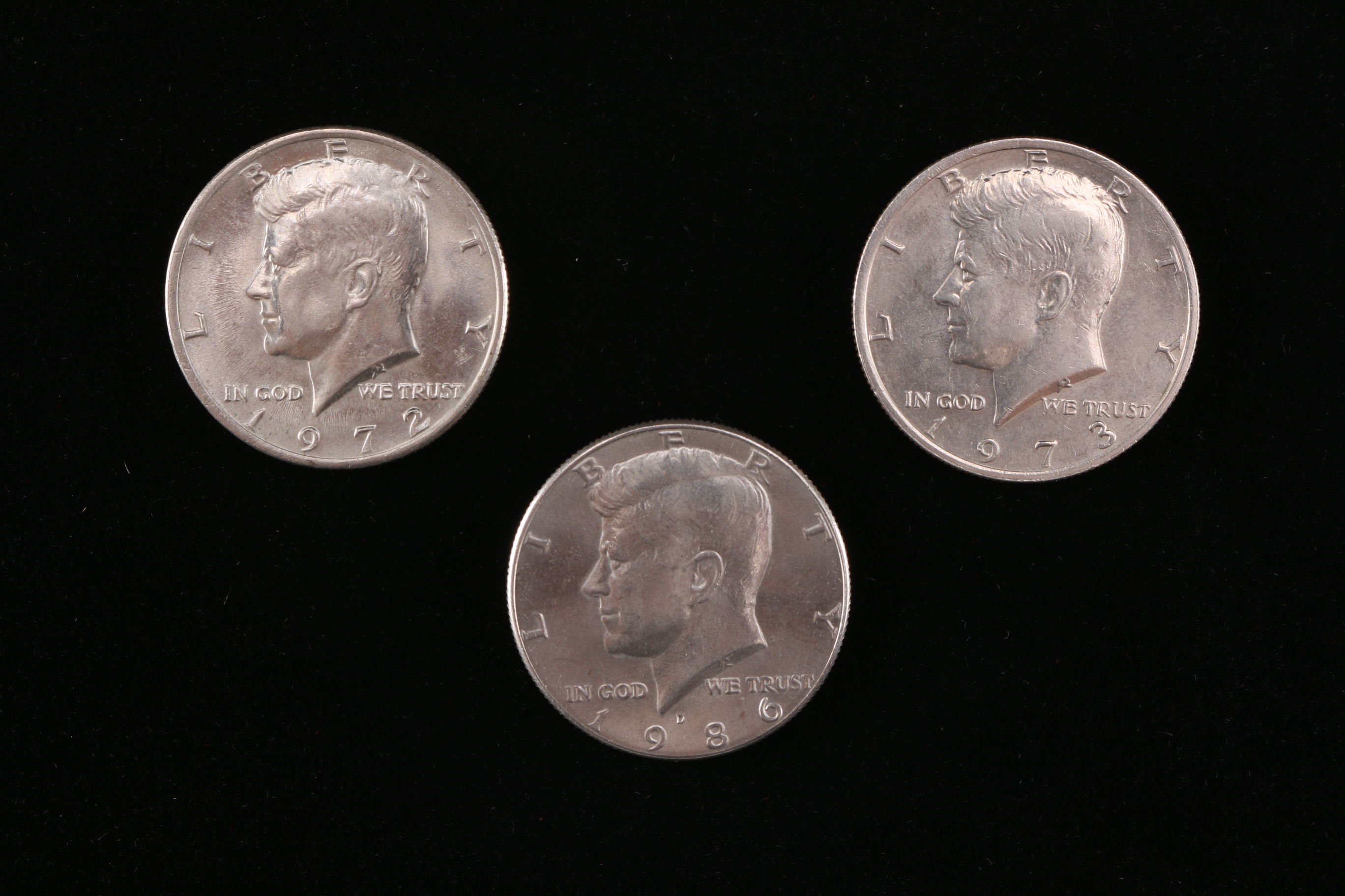 A Collection of Ten Kennedy Half Dollars
