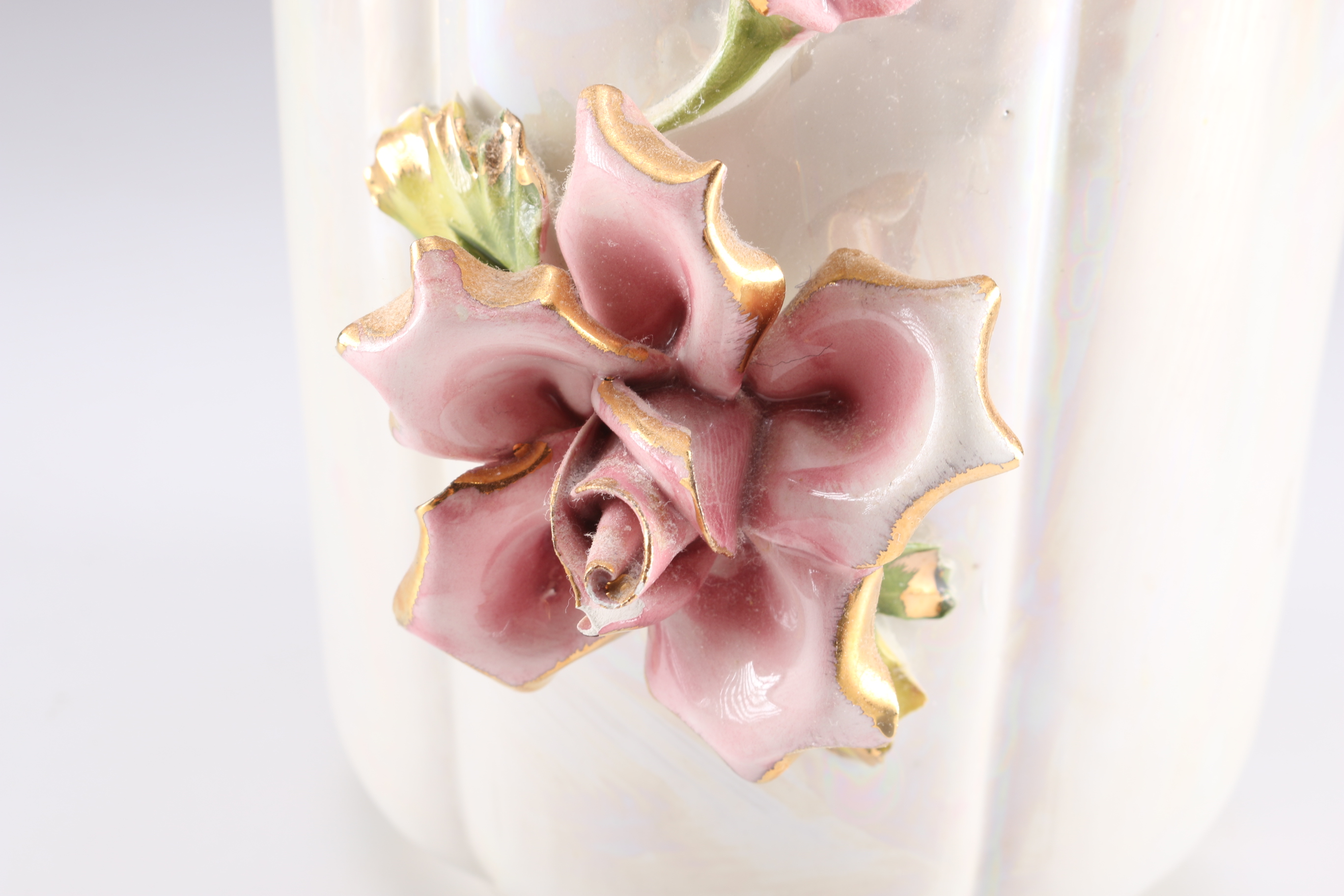 Opalescent Capodimonte Vase With Flowers