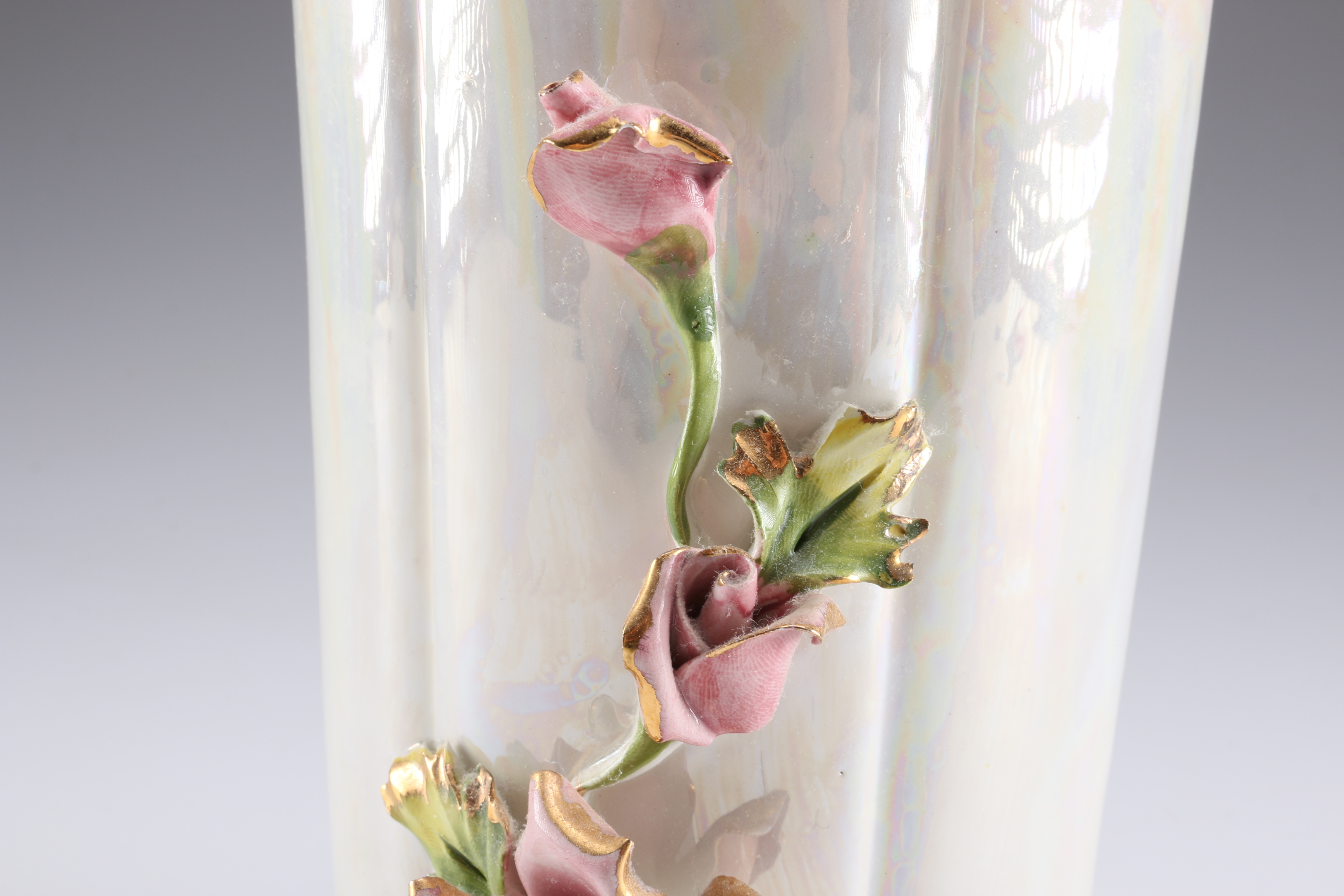 Opalescent Capodimonte Vase With Flowers