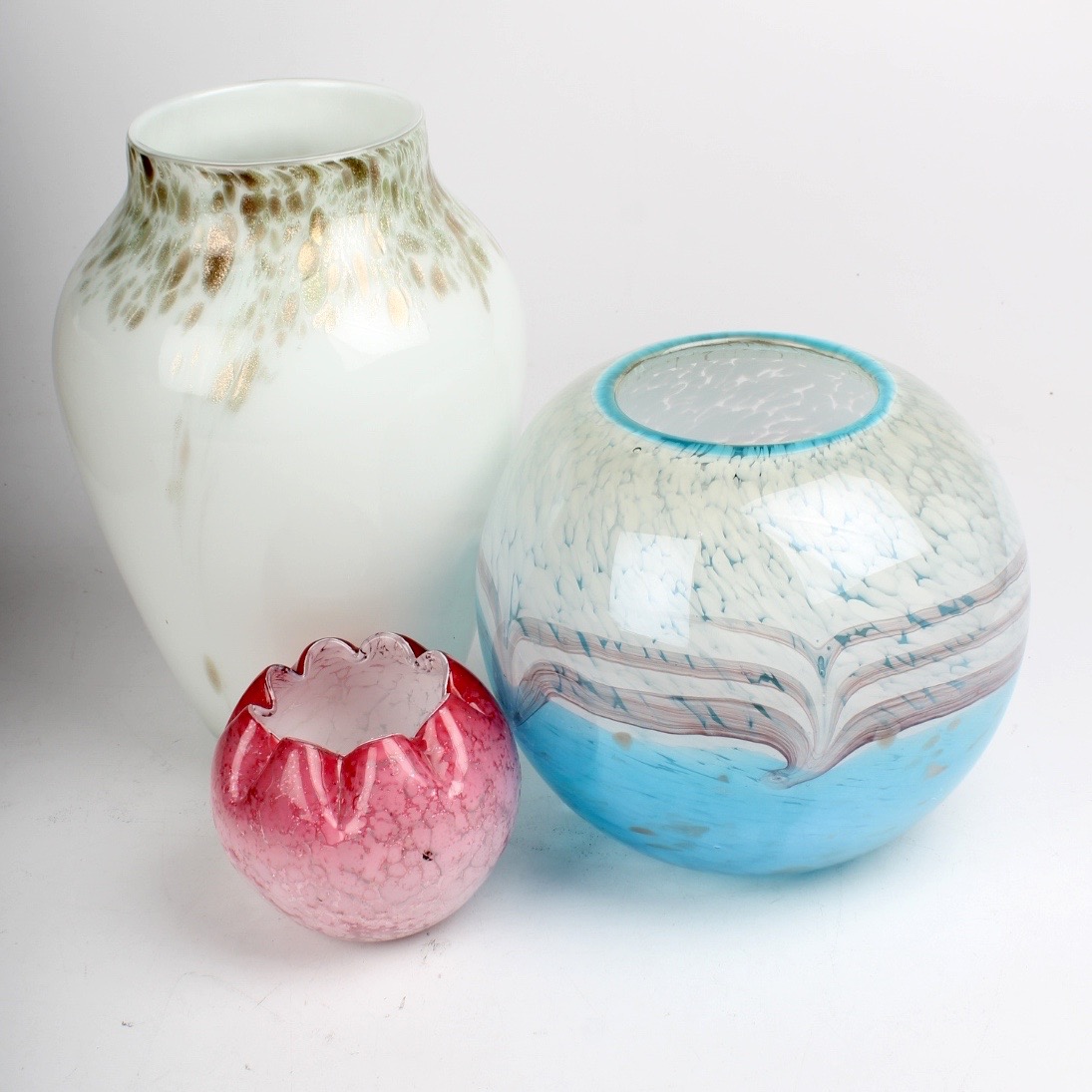 Red White and Blue Art Glass Vases