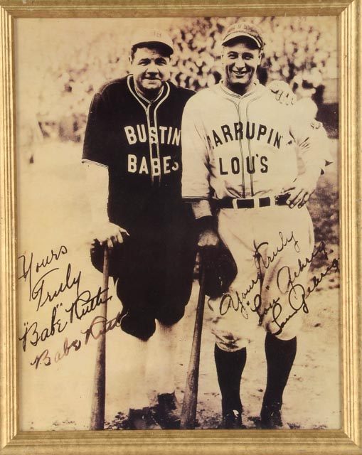 Babe Ruth And Lou Gehrig Framed Baseball Photo