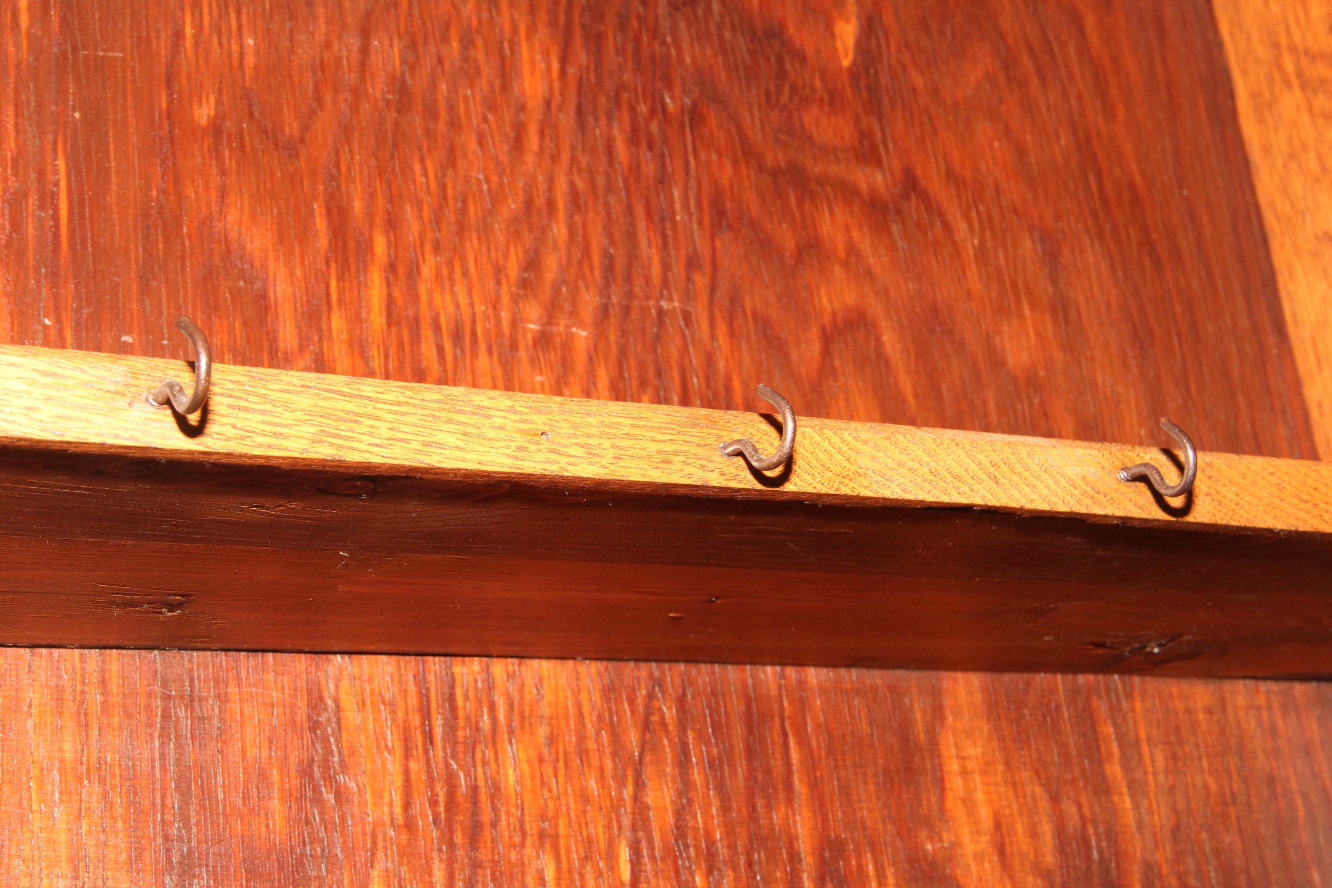Solid Oak Hutch with Two Stained Glass Panels