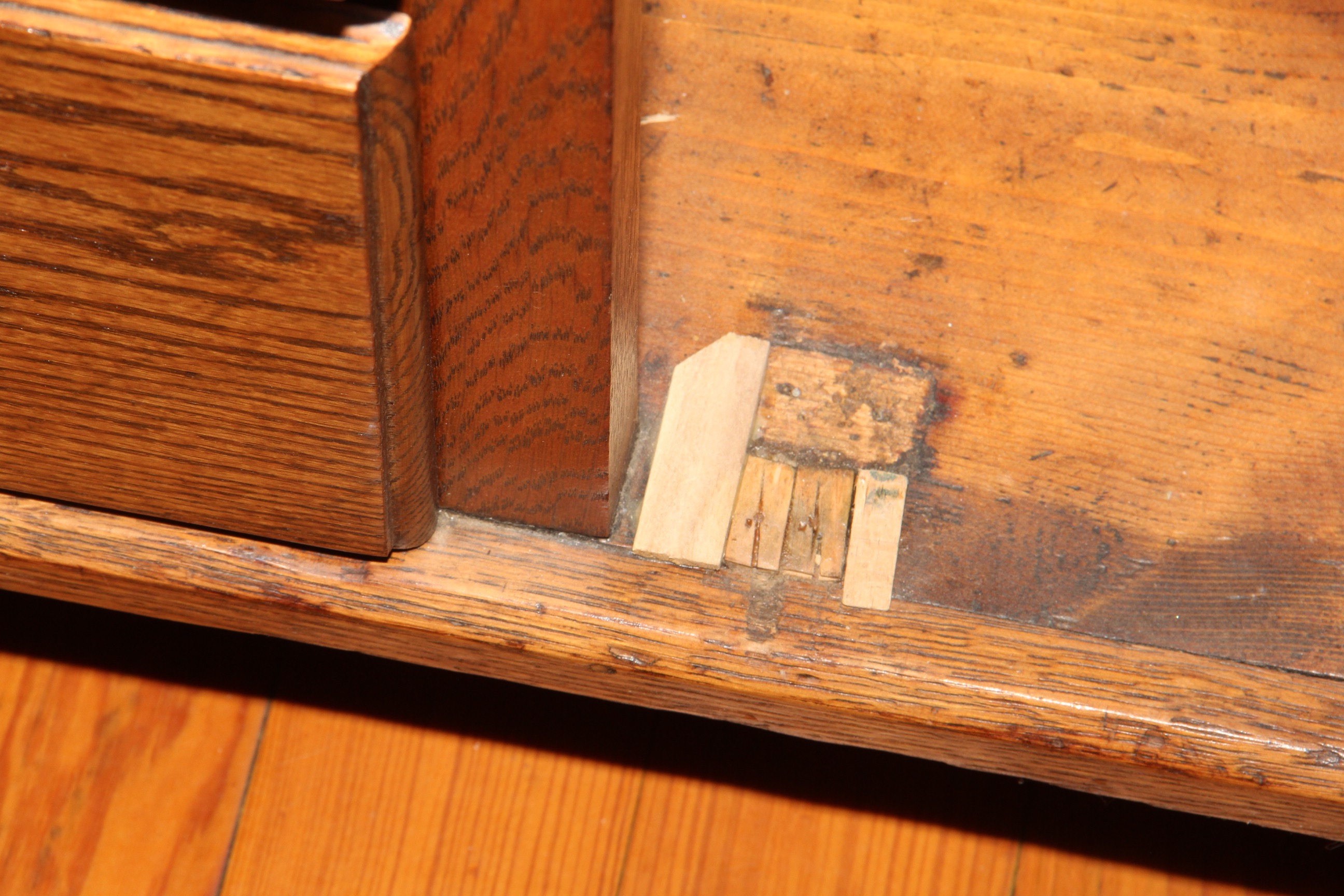 Solid Oak Hutch with Two Stained Glass Panels