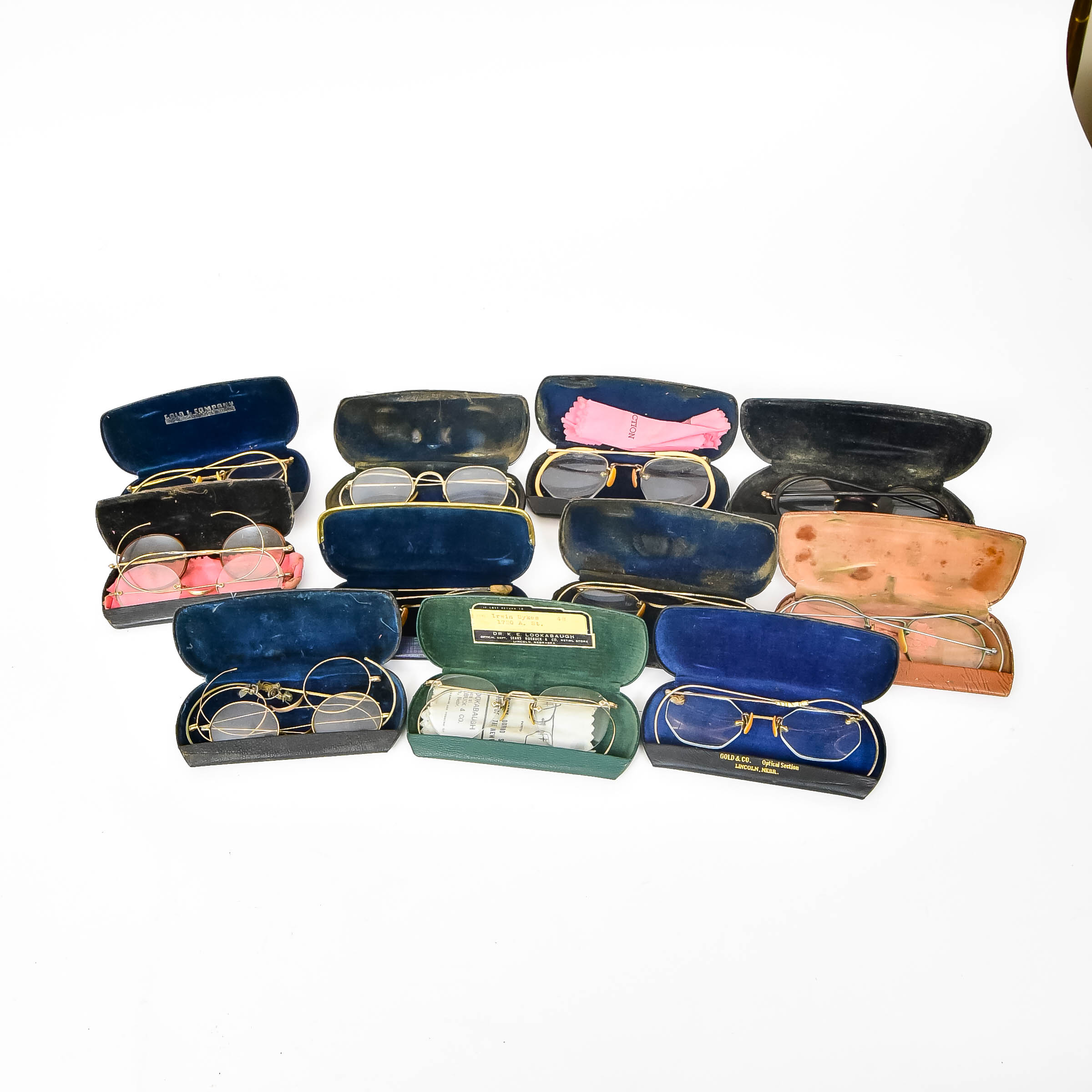 Vintage Wireframe Glasses with Cases