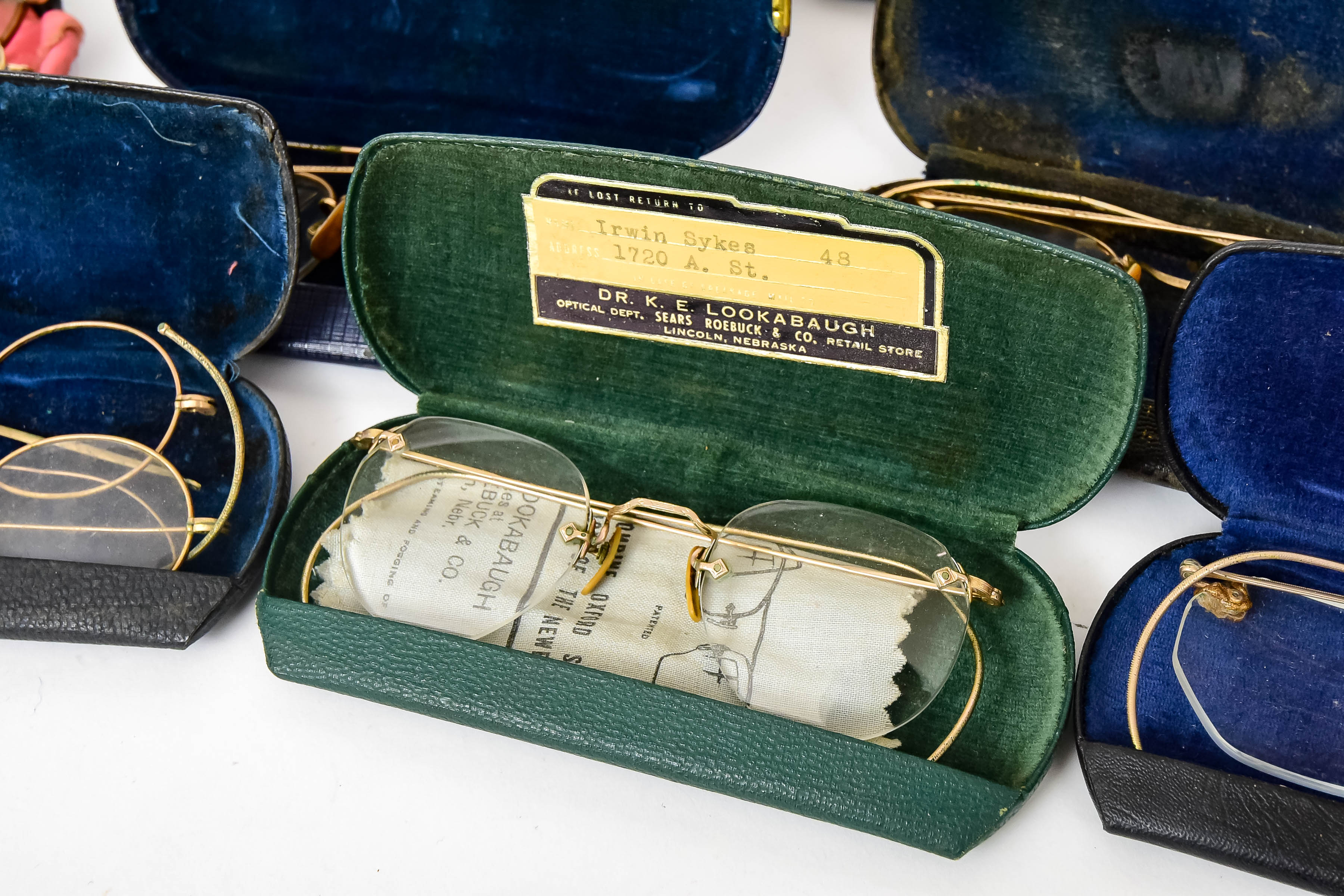 Vintage Wireframe Glasses with Cases