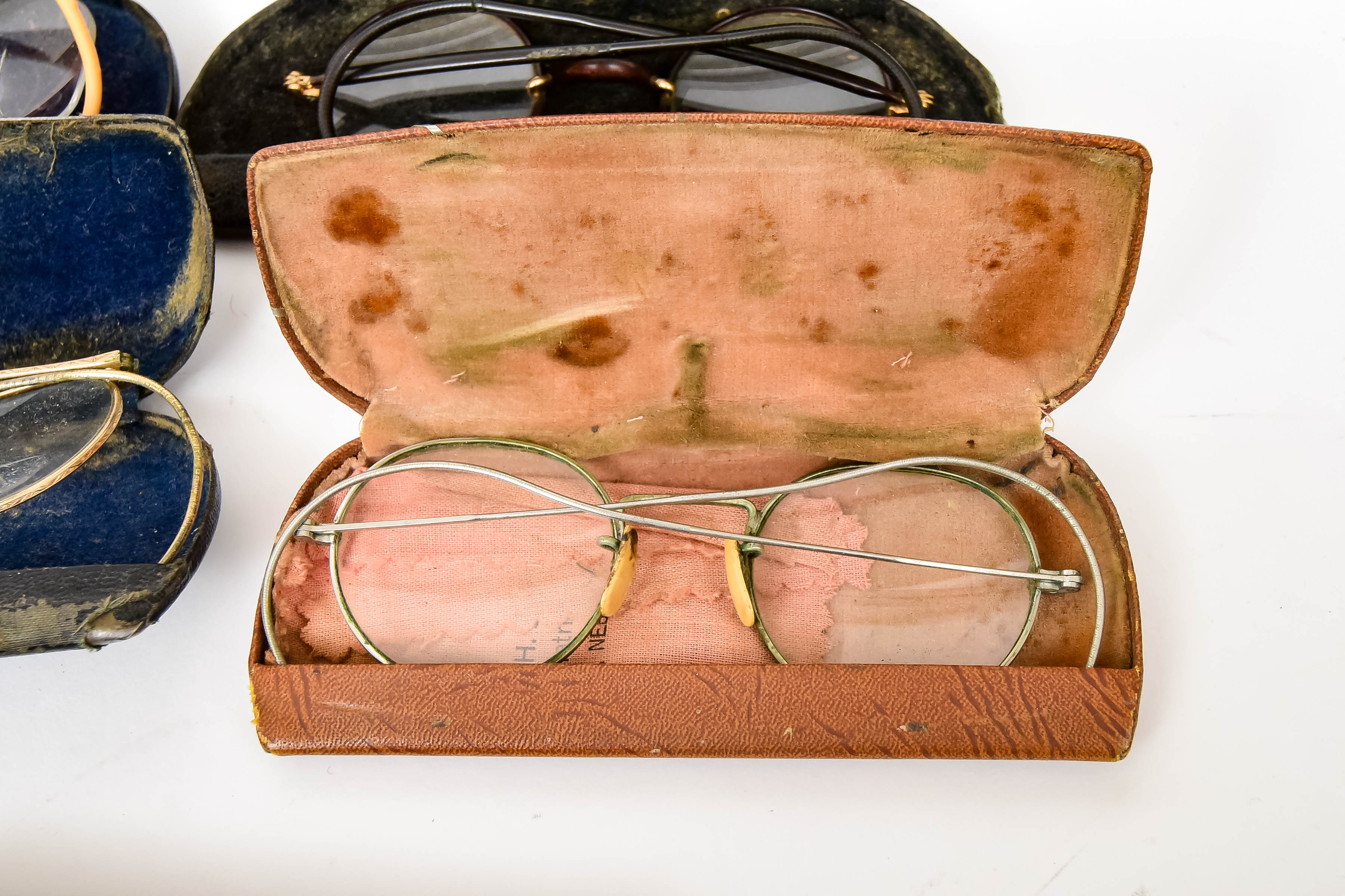 Vintage Wireframe Glasses with Cases