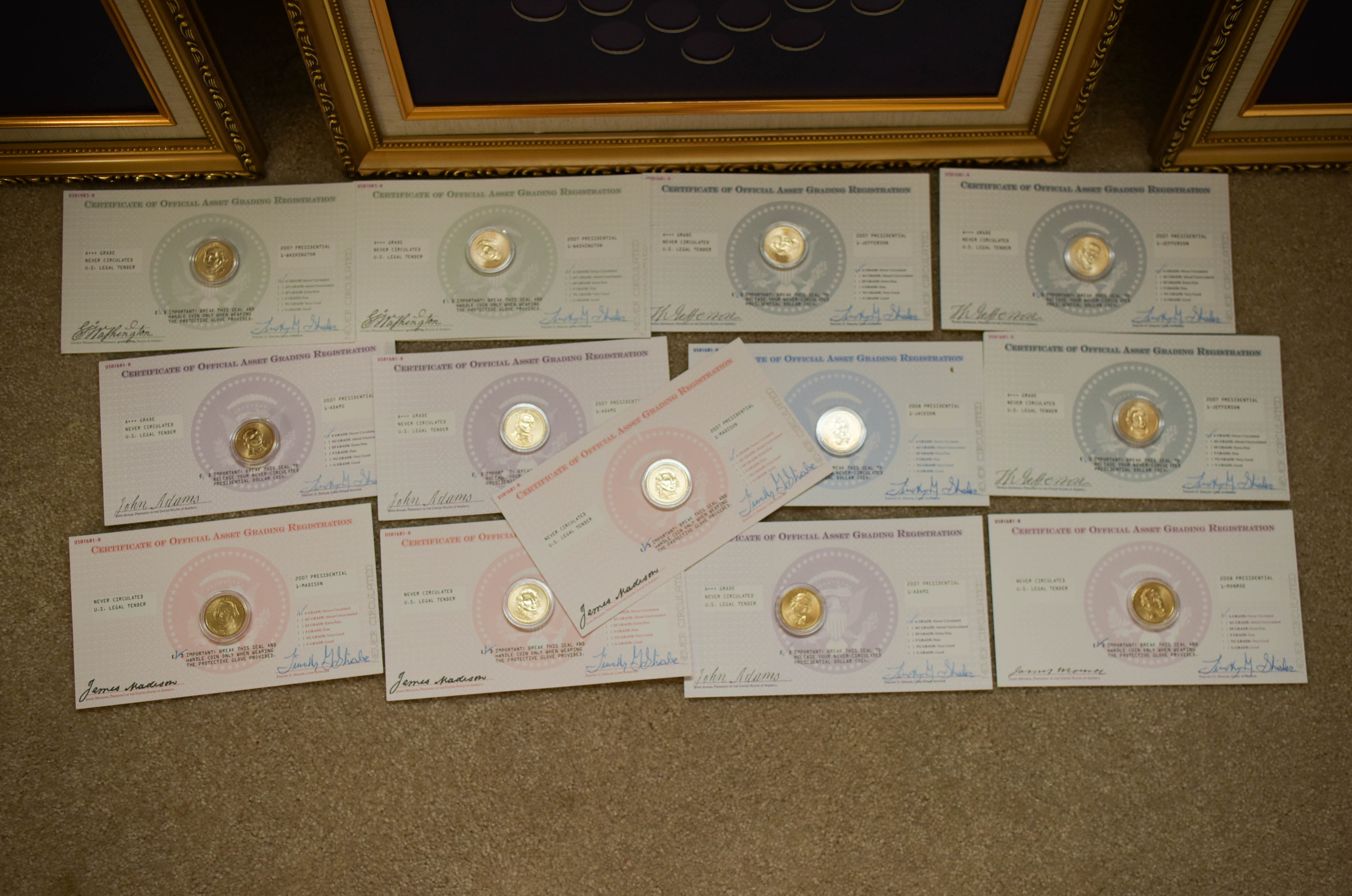 Presidential Dollar Coins and Display Frames