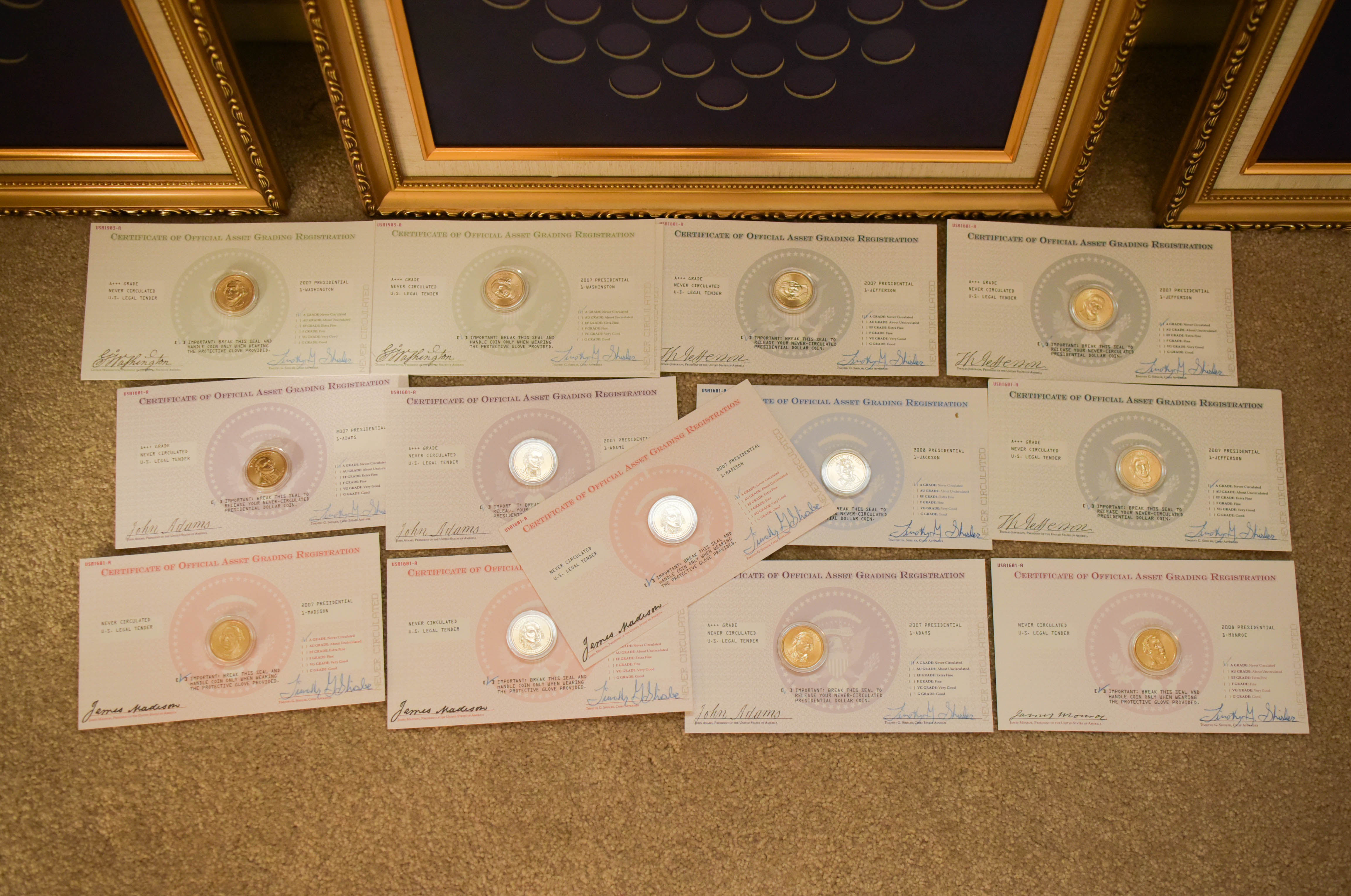 Presidential Dollar Coins and Display Frames