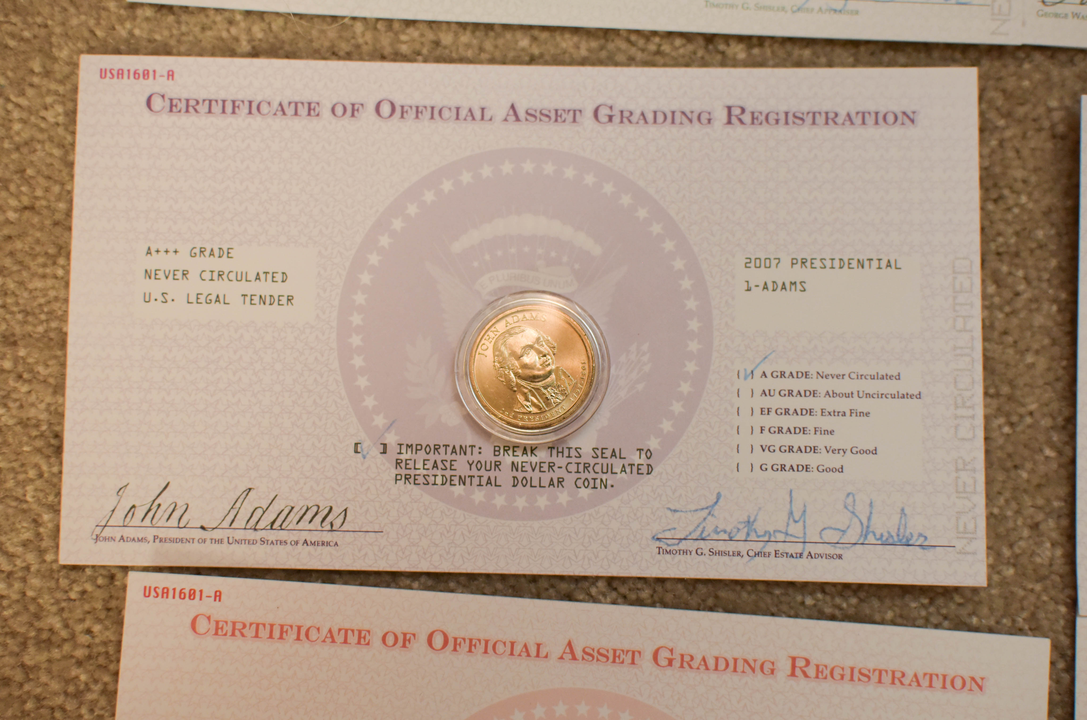 Presidential Dollar Coins and Display Frames