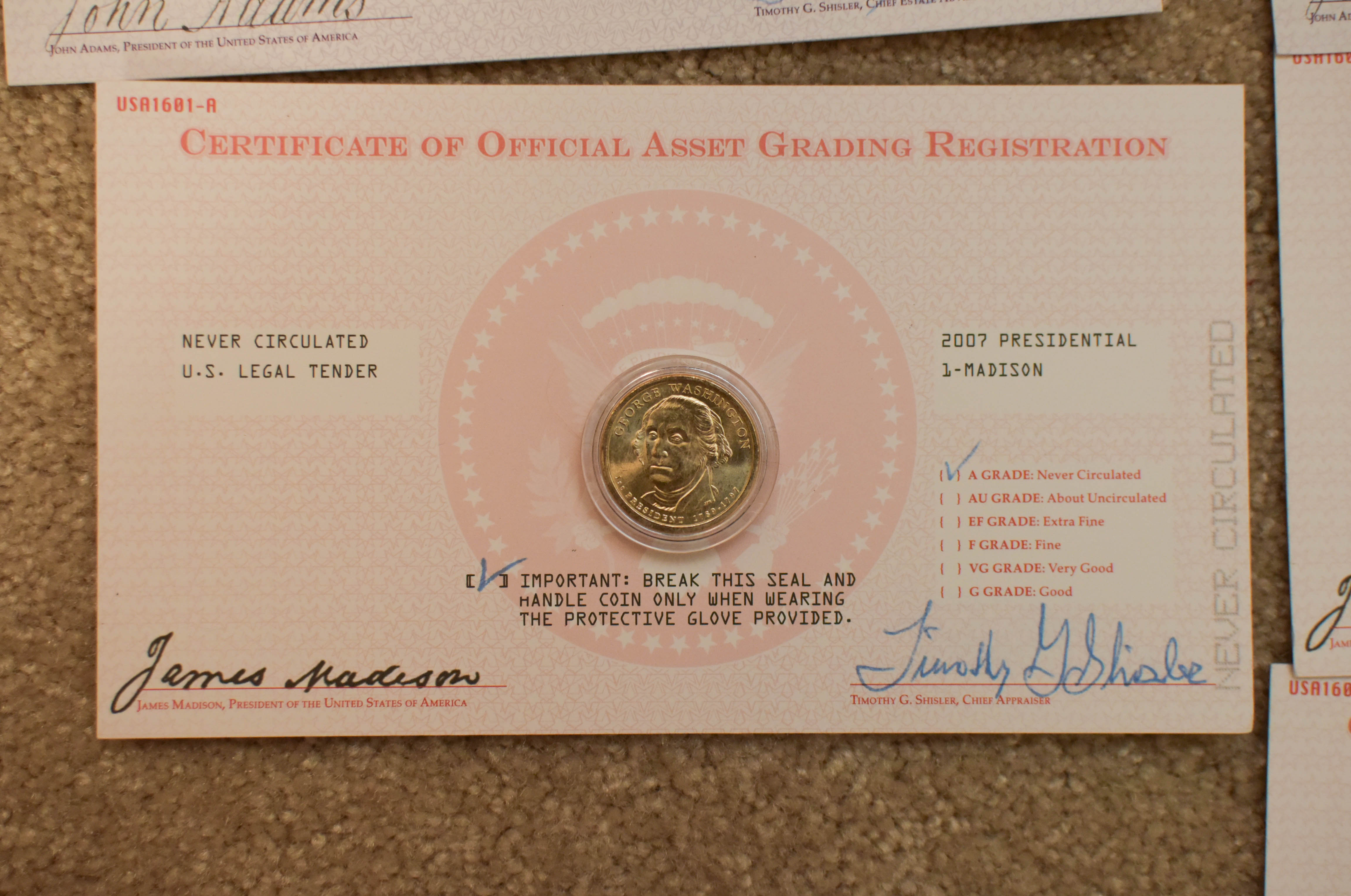 Presidential Dollar Coins and Display Frames