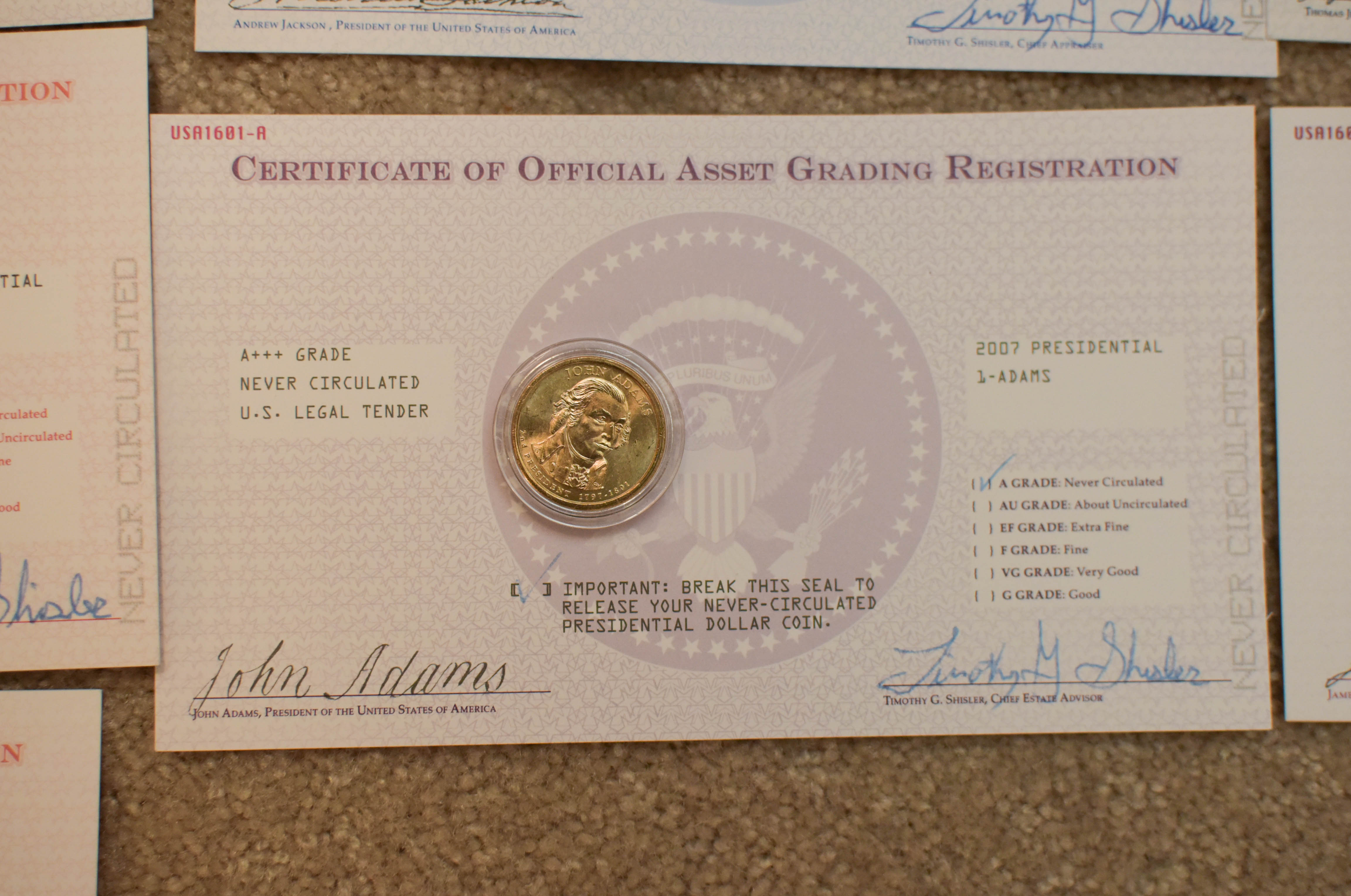 Presidential Dollar Coins and Display Frames