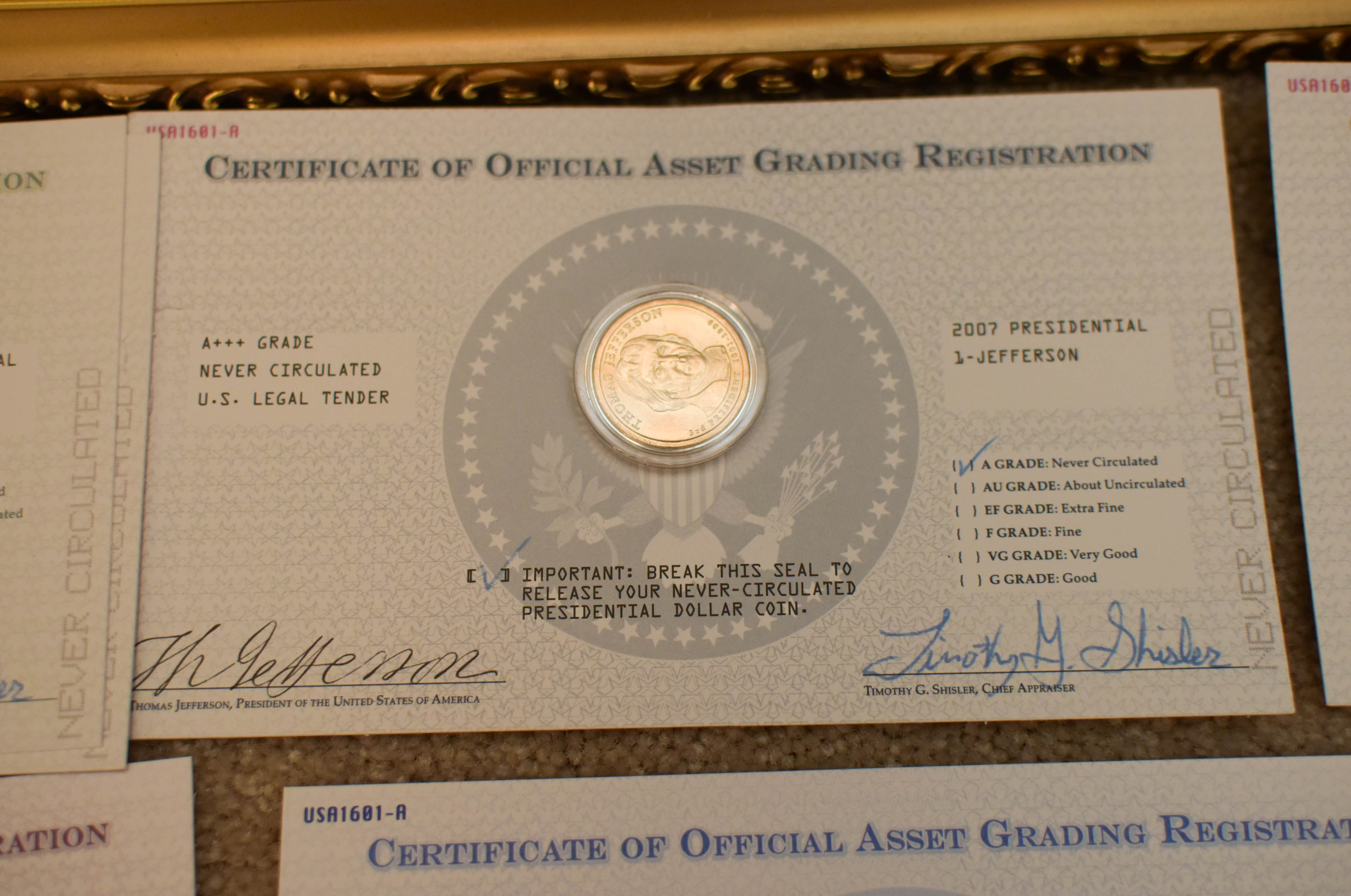 Presidential Dollar Coins and Display Frames