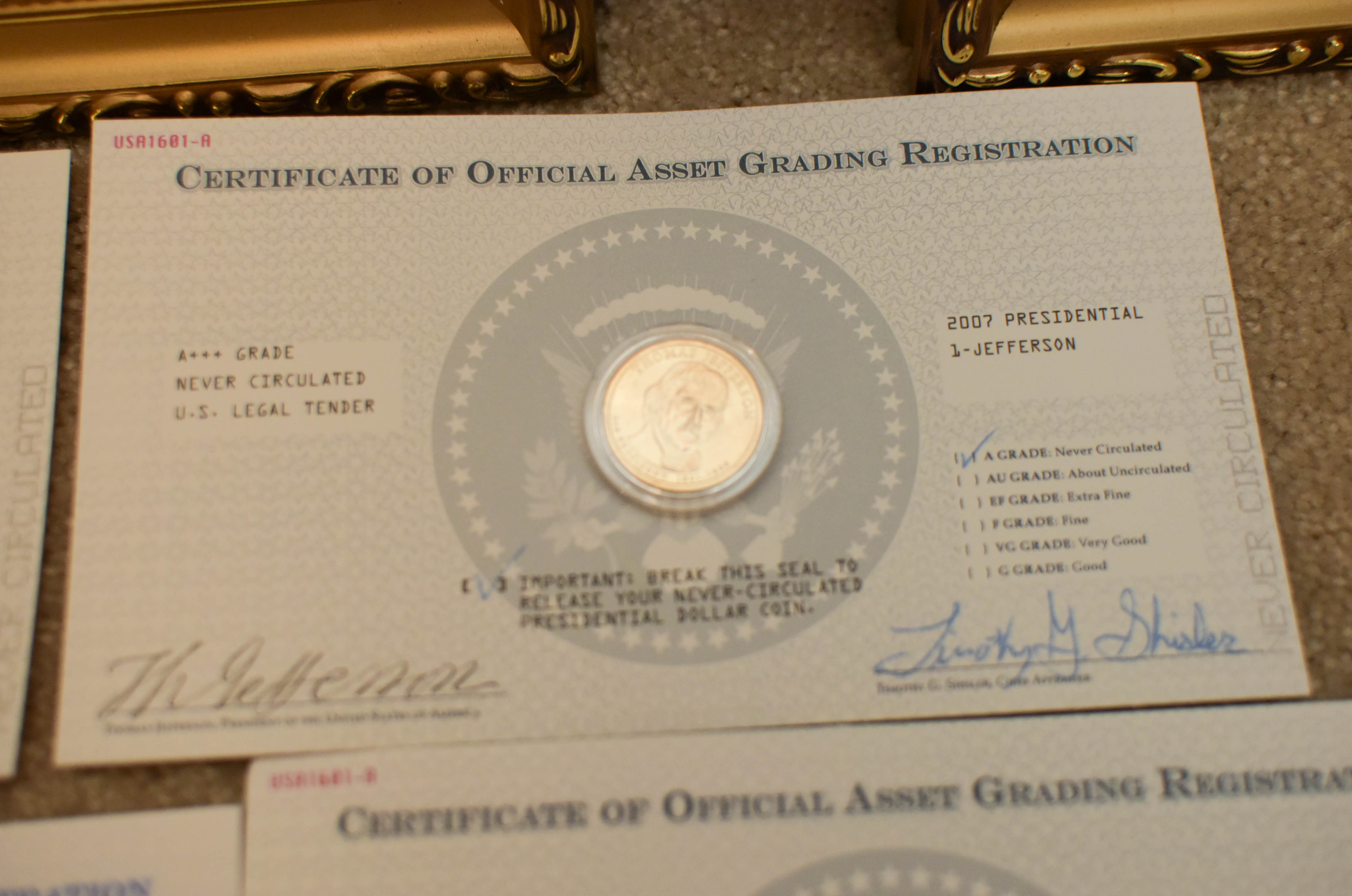 Presidential Dollar Coins and Display Frames