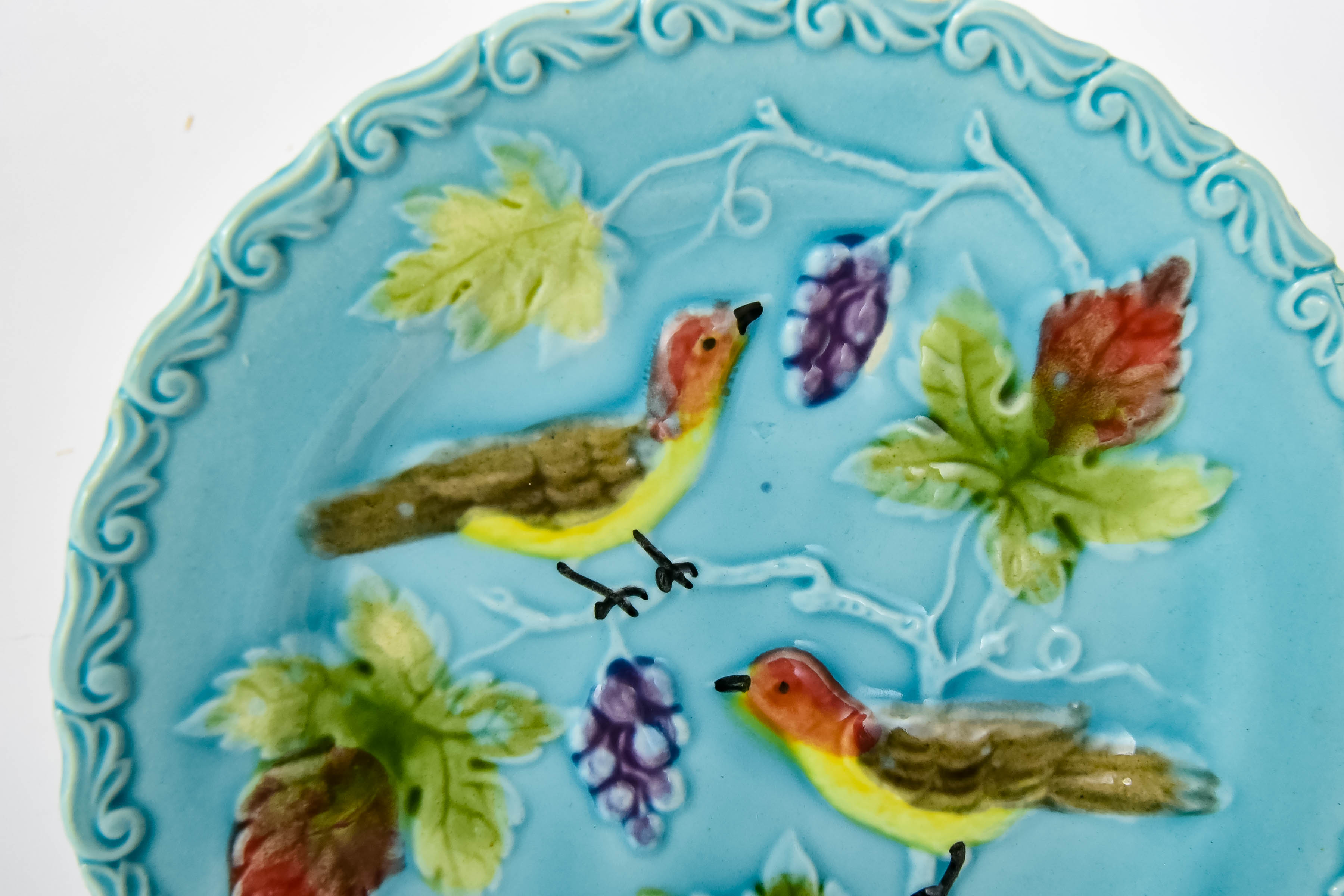 Majolica Figural Teapot and Plate