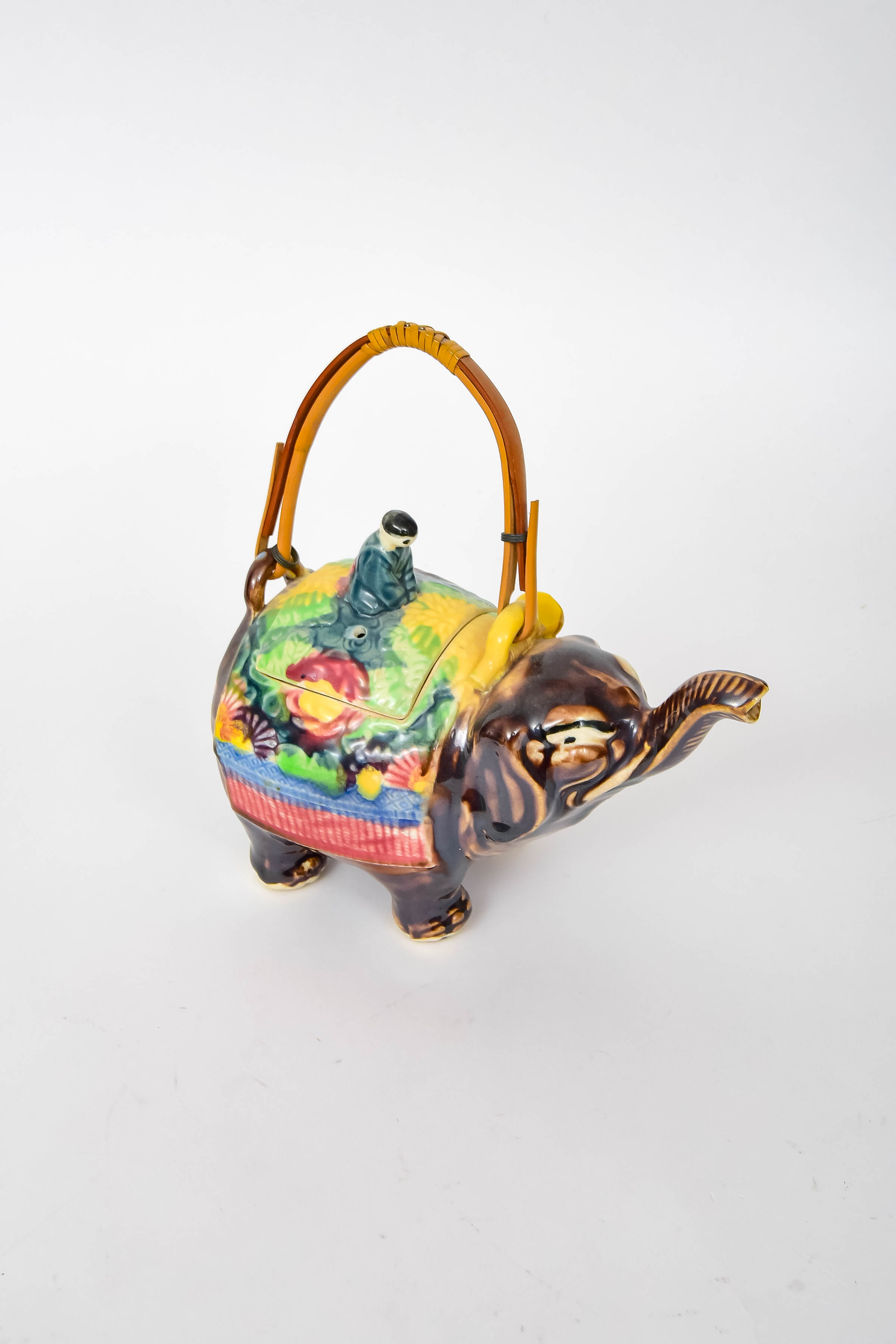 Majolica Figural Teapot and Plate