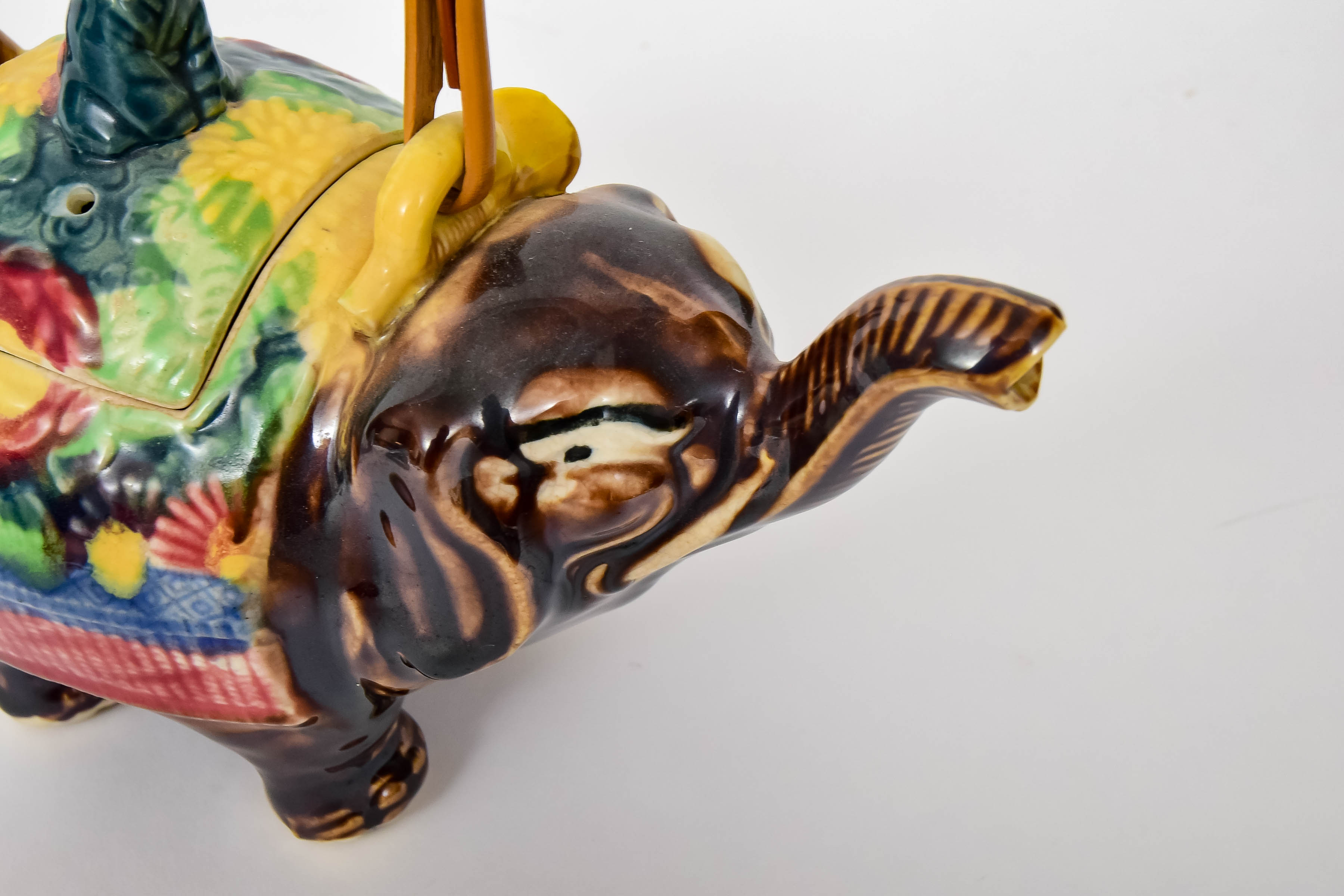 Majolica Figural Teapot and Plate