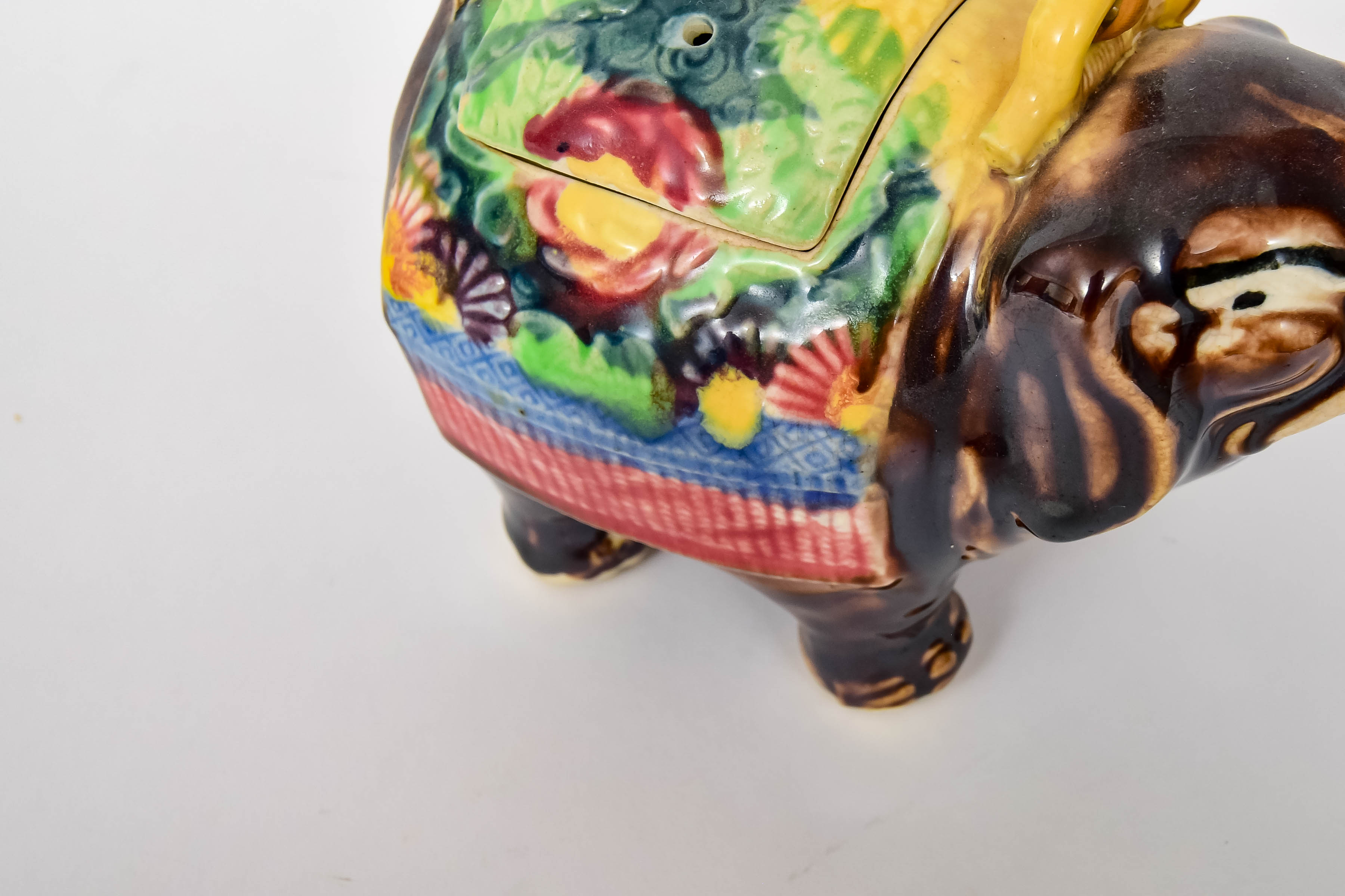 Majolica Figural Teapot and Plate