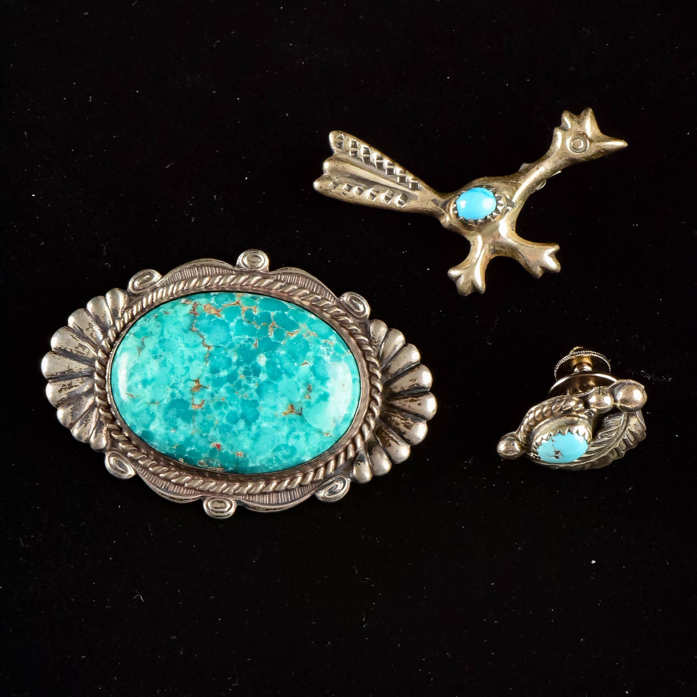 Turquoise Brooch Trio