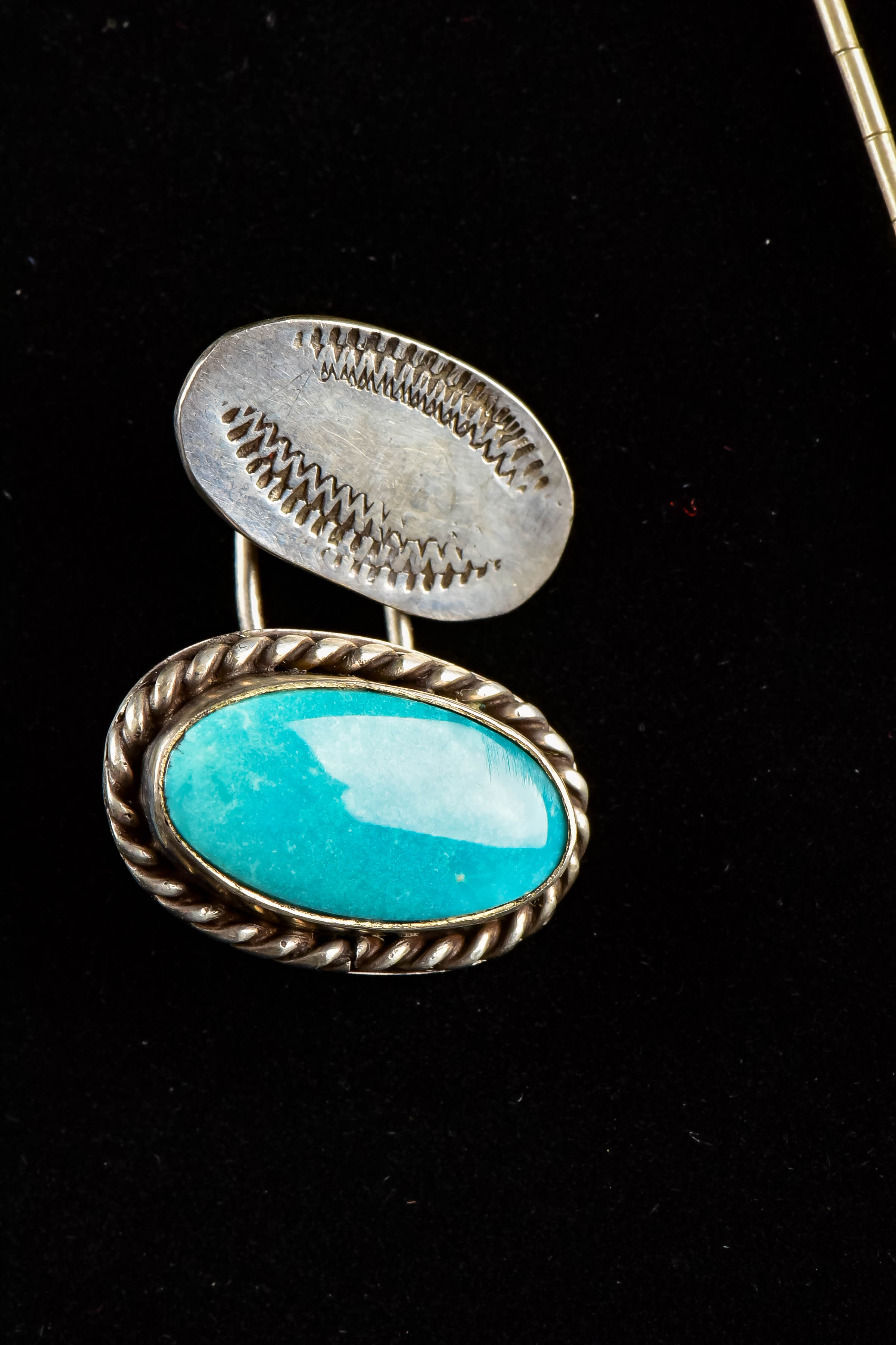 Silver Beaded Necklace and Stone Cabochon Cufflinks