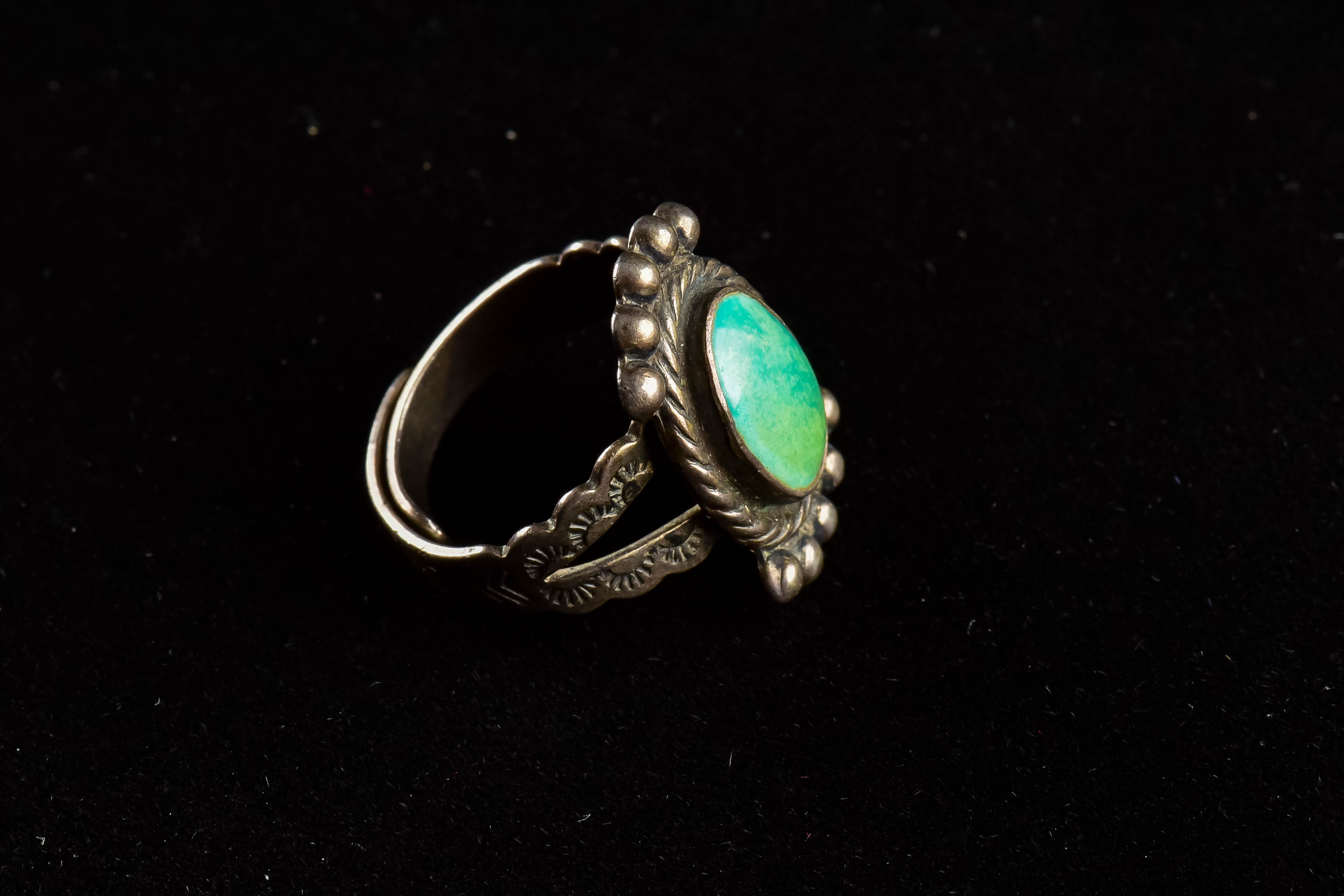 Pair of Native American Sterling Silver and Turquoise Rings