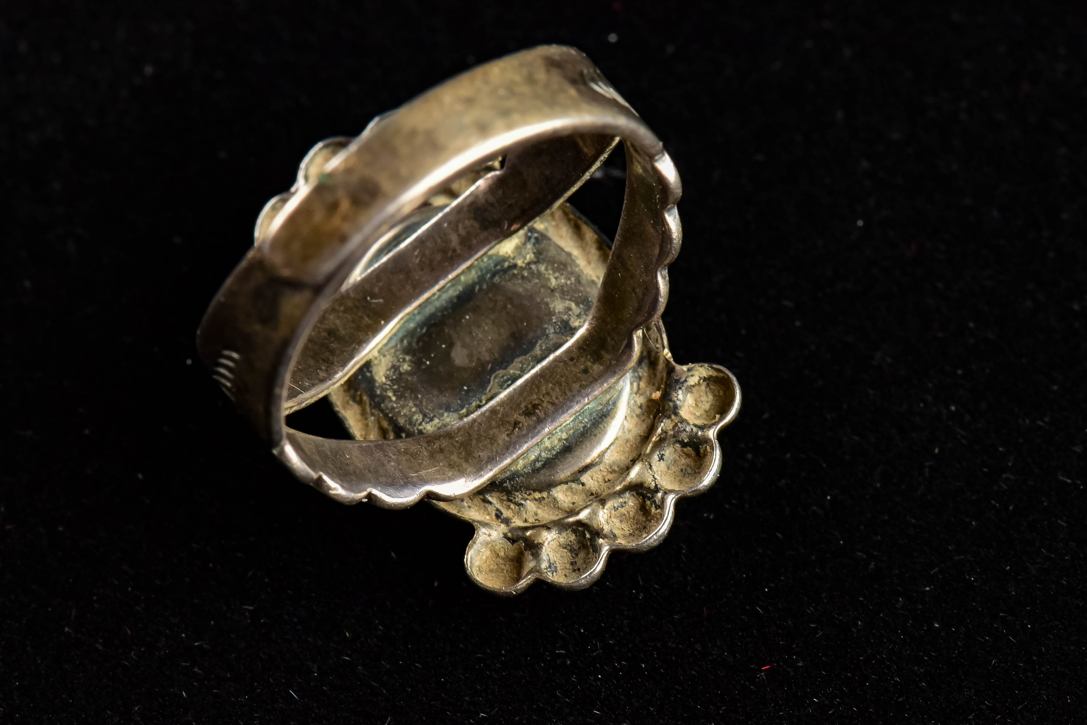 Pair of Native American Sterling Silver and Turquoise Rings