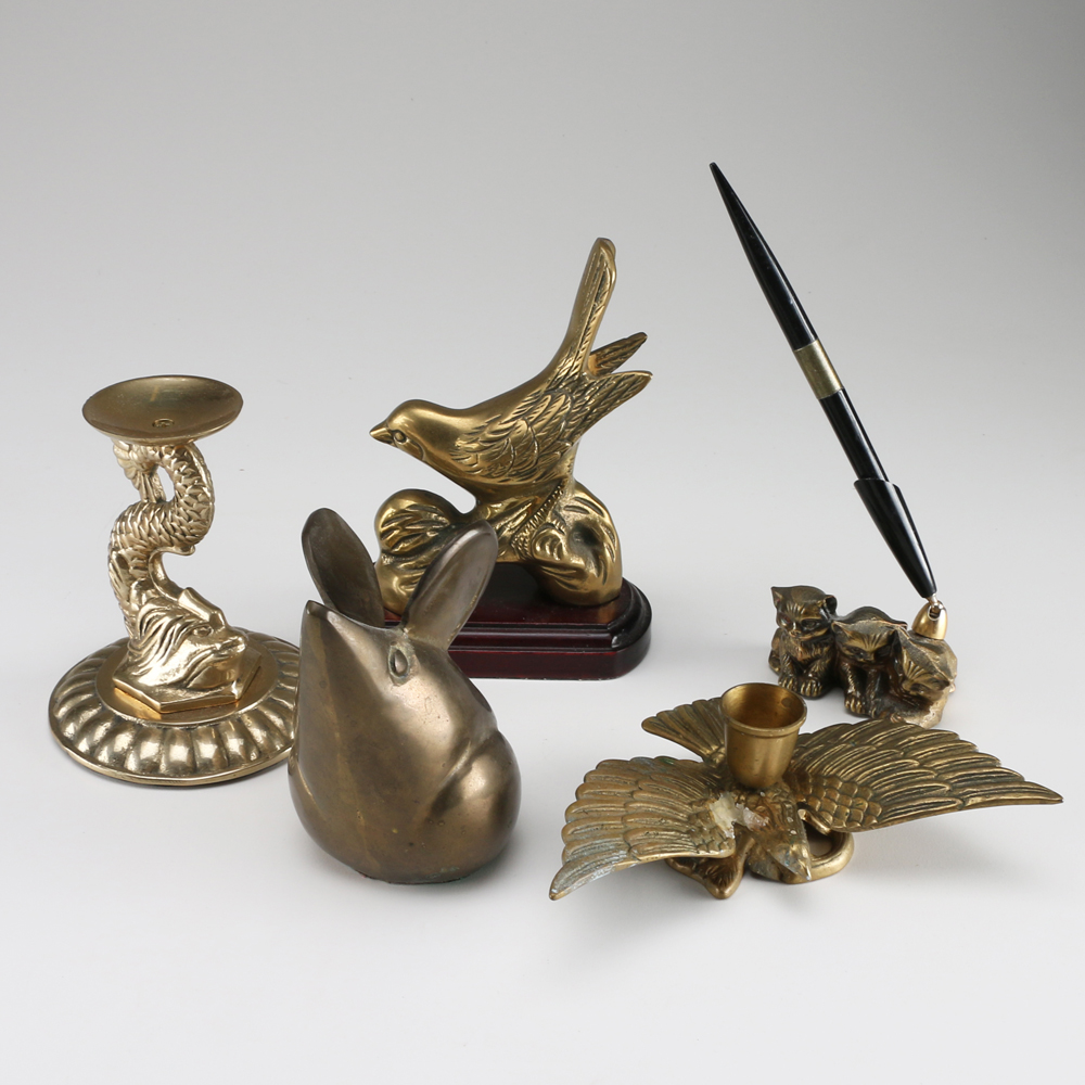 Assortment of Brass Tone Decor