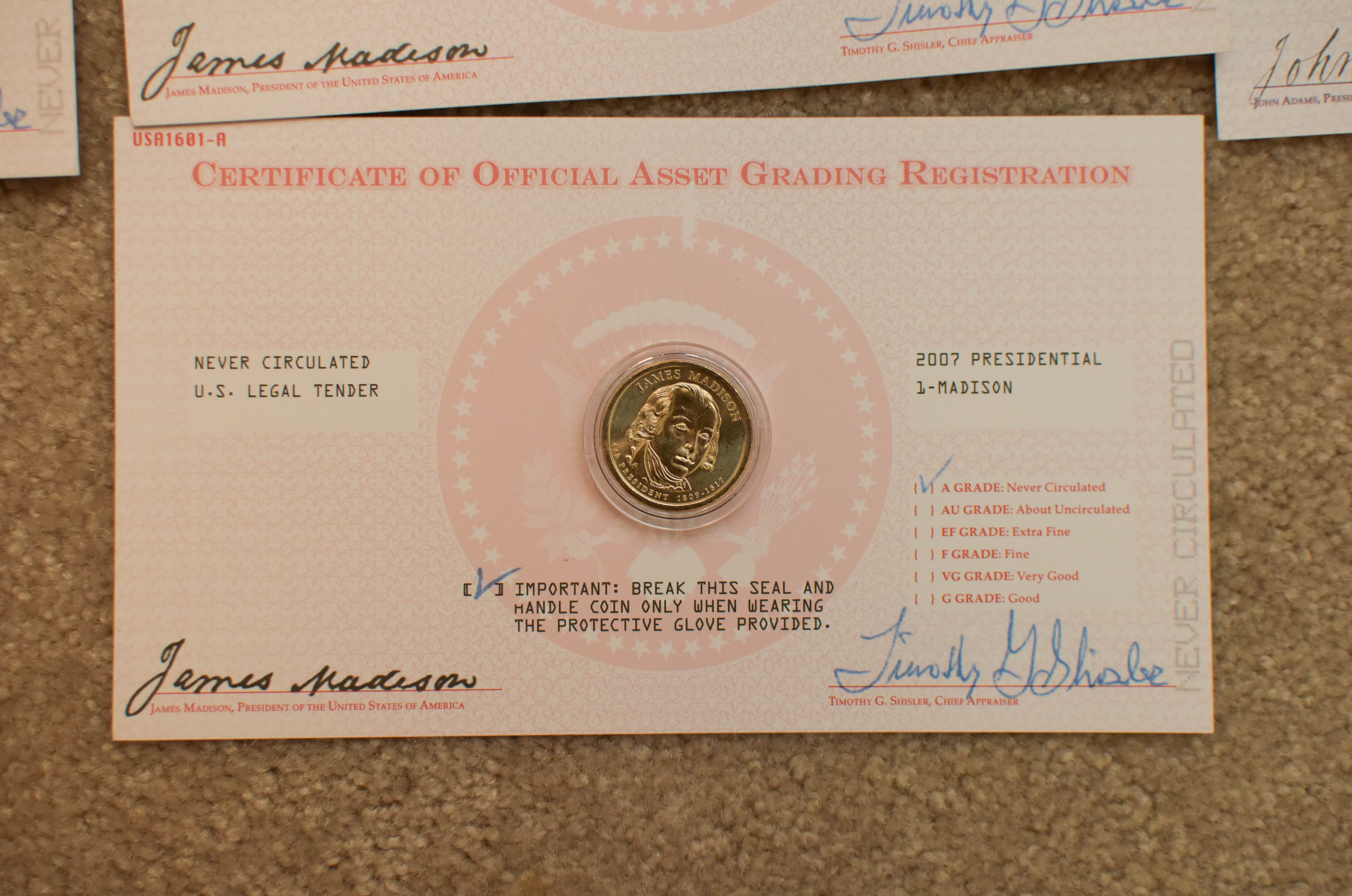 Presidential Dollar Coins and Display Frames