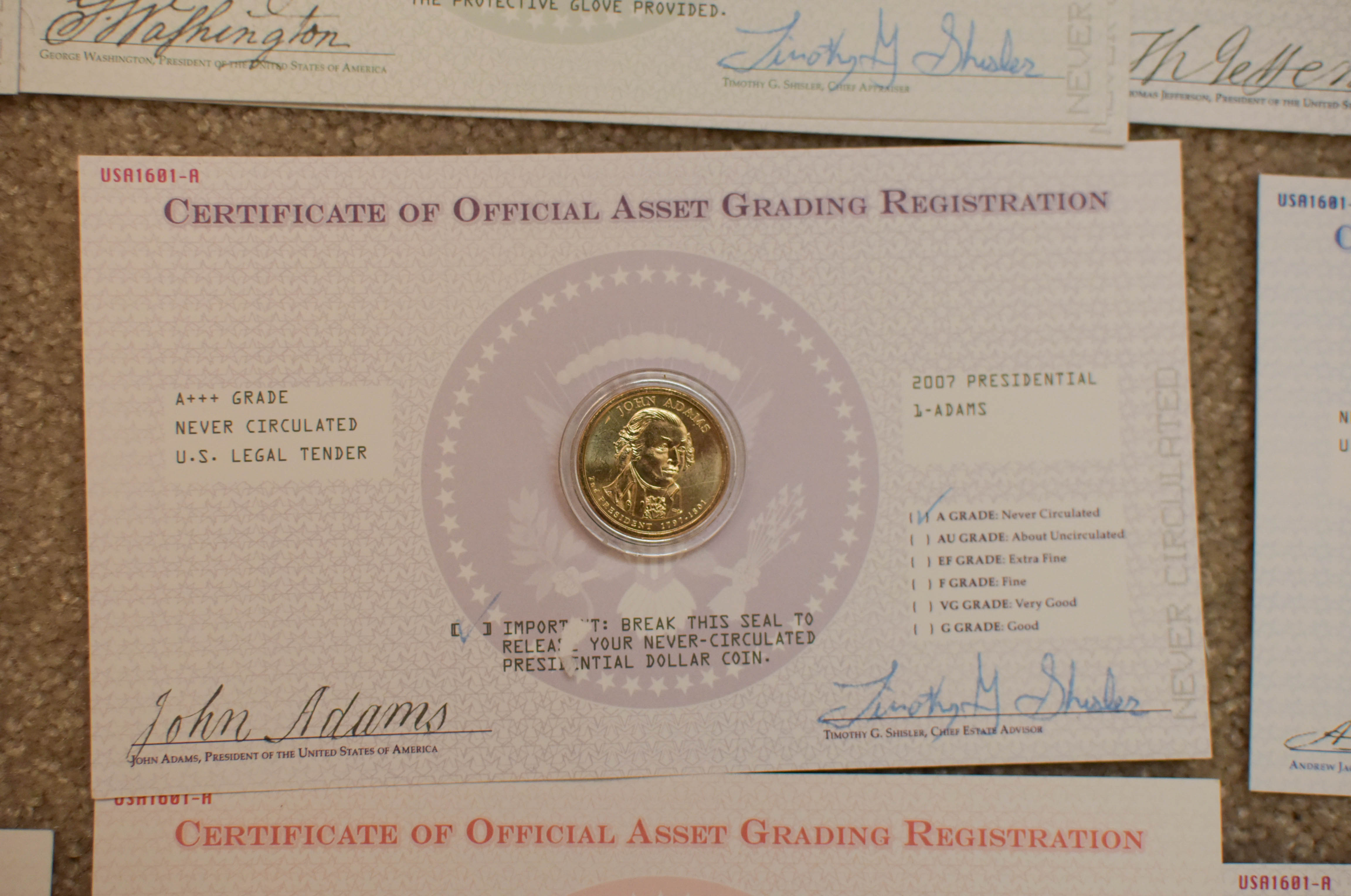 Presidential Dollar Coins and Display Frames