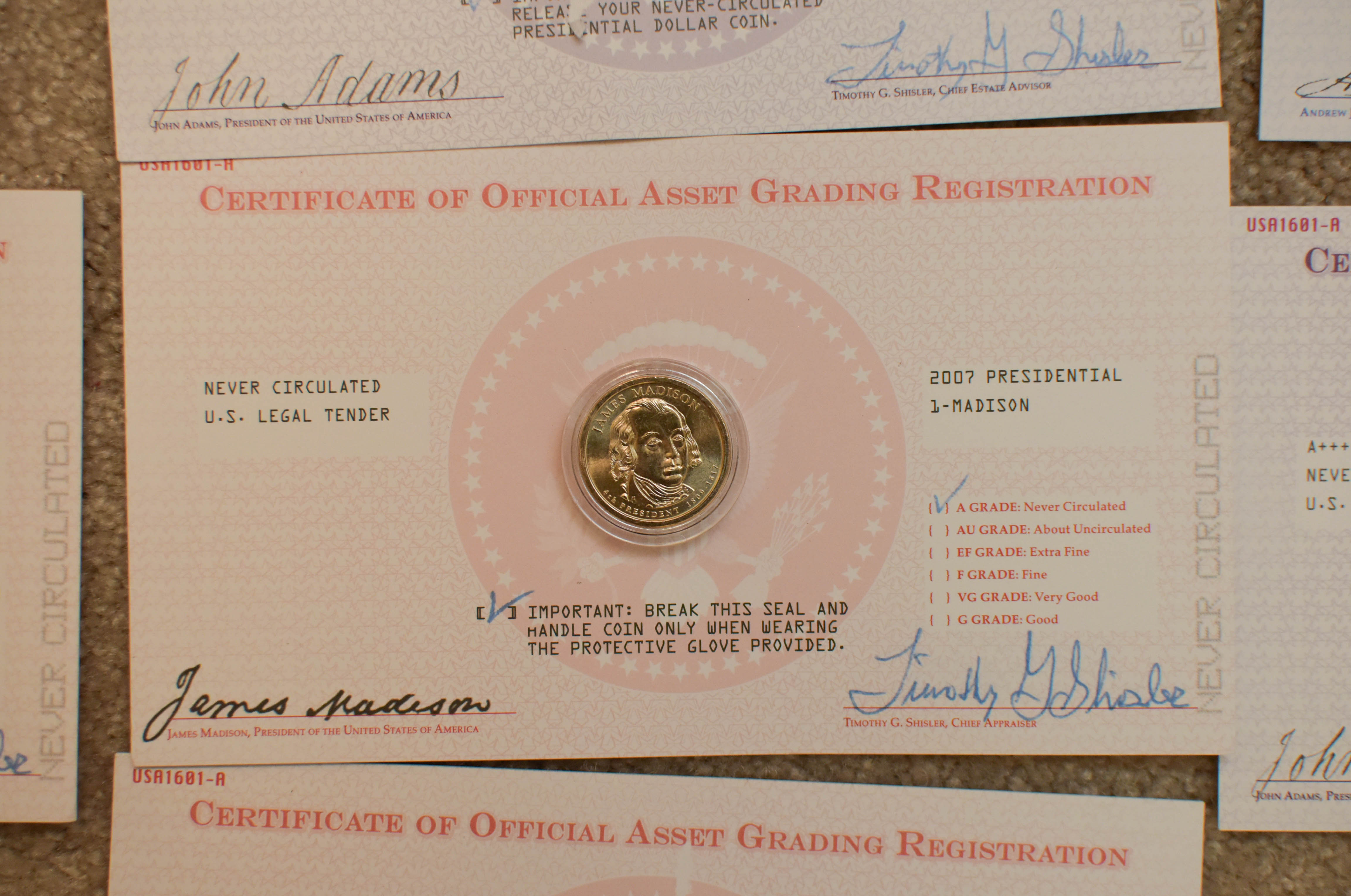 Presidential Dollar Coins and Display Frames