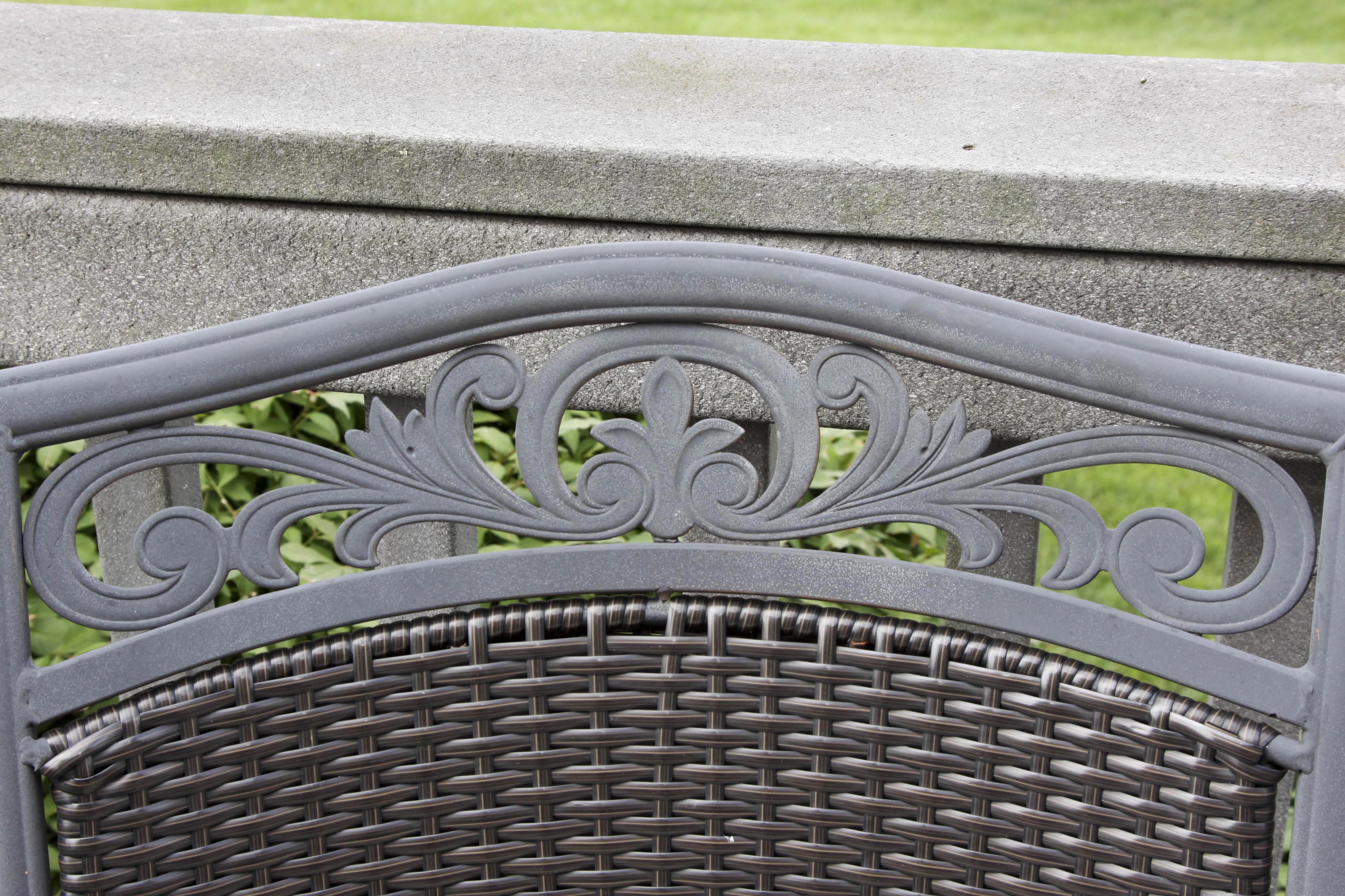 Oval Patio Table, Six Chairs and Umbrella Base