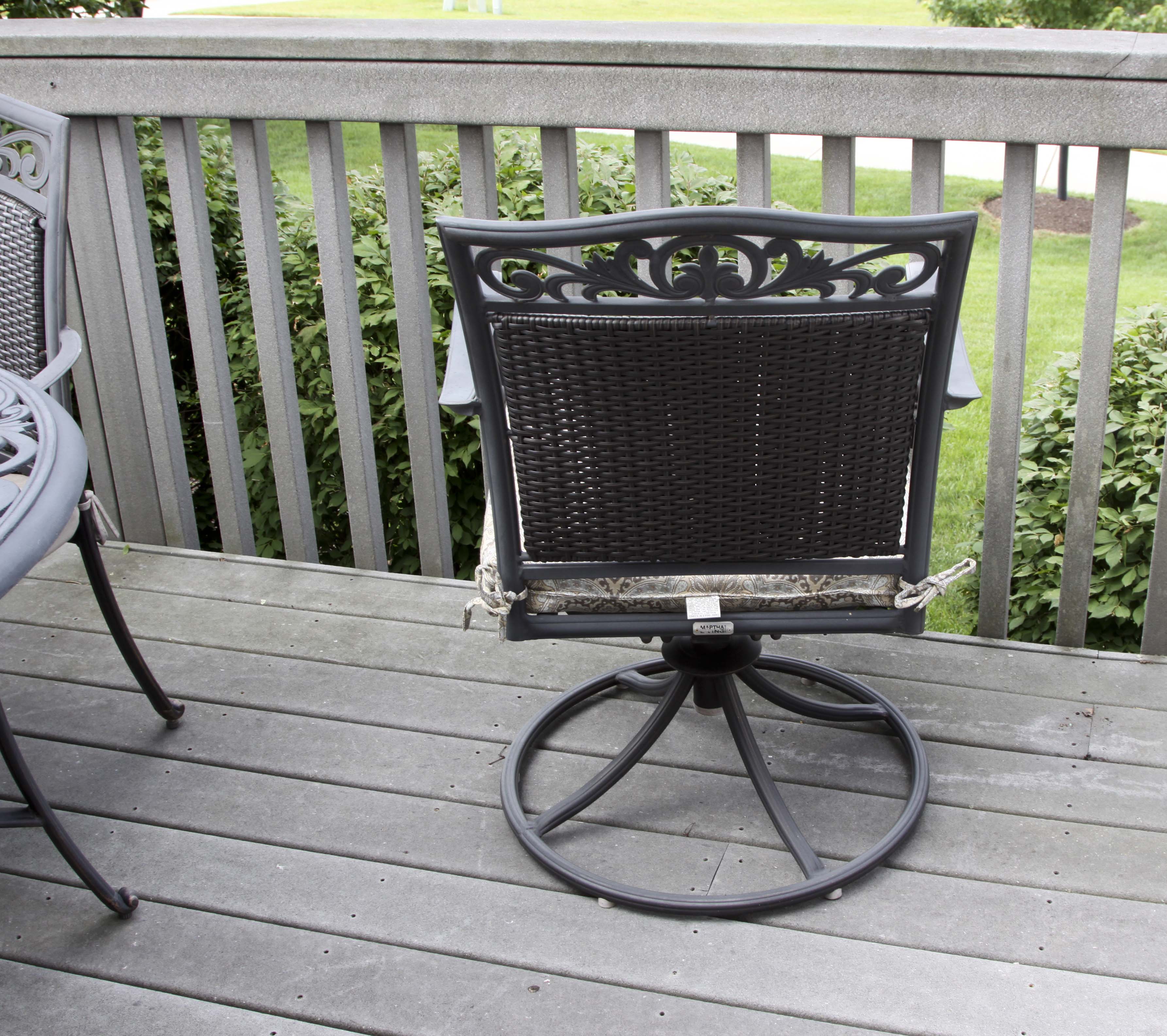Oval Patio Table, Six Chairs and Umbrella Base