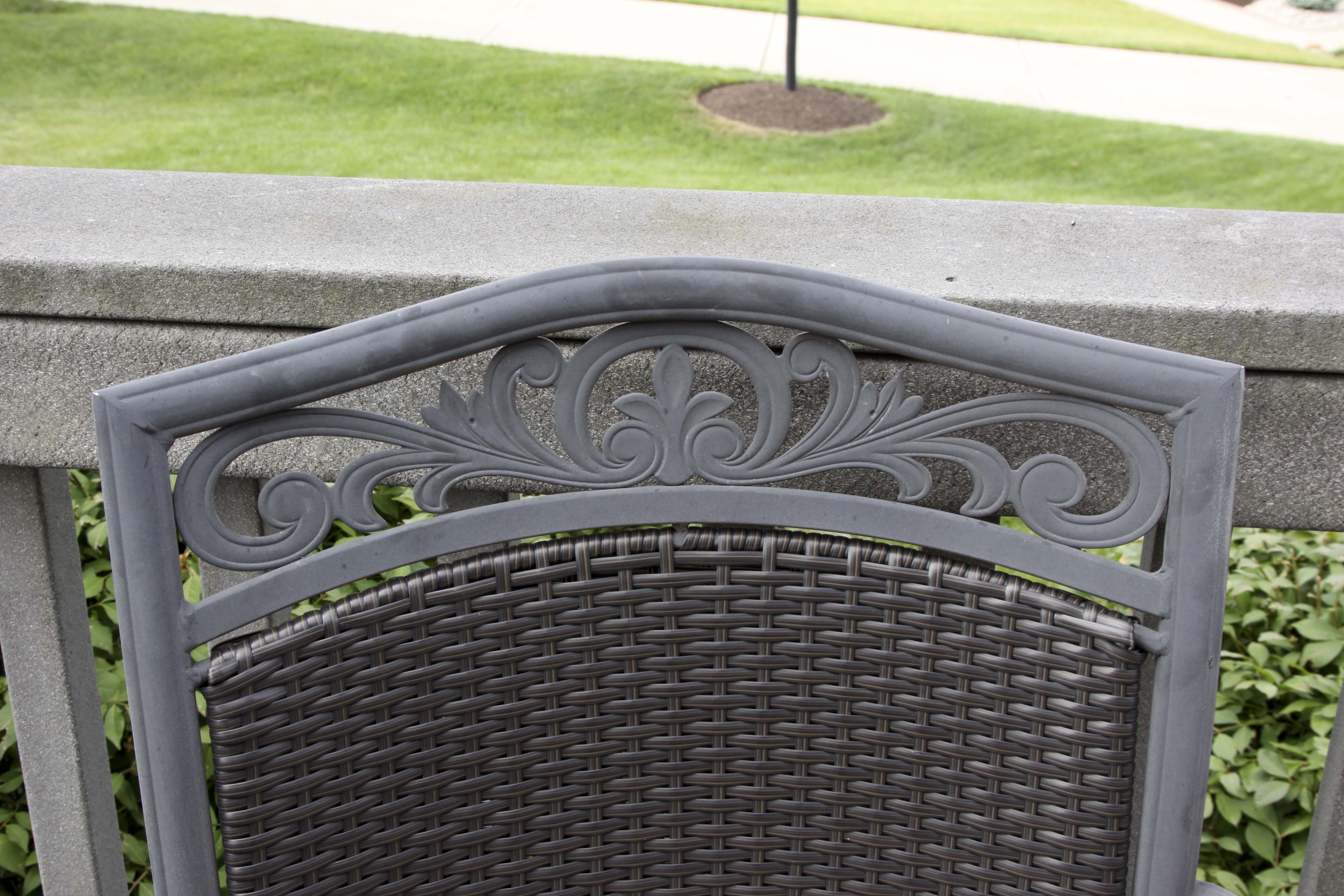 Oval Patio Table, Six Chairs and Umbrella Base