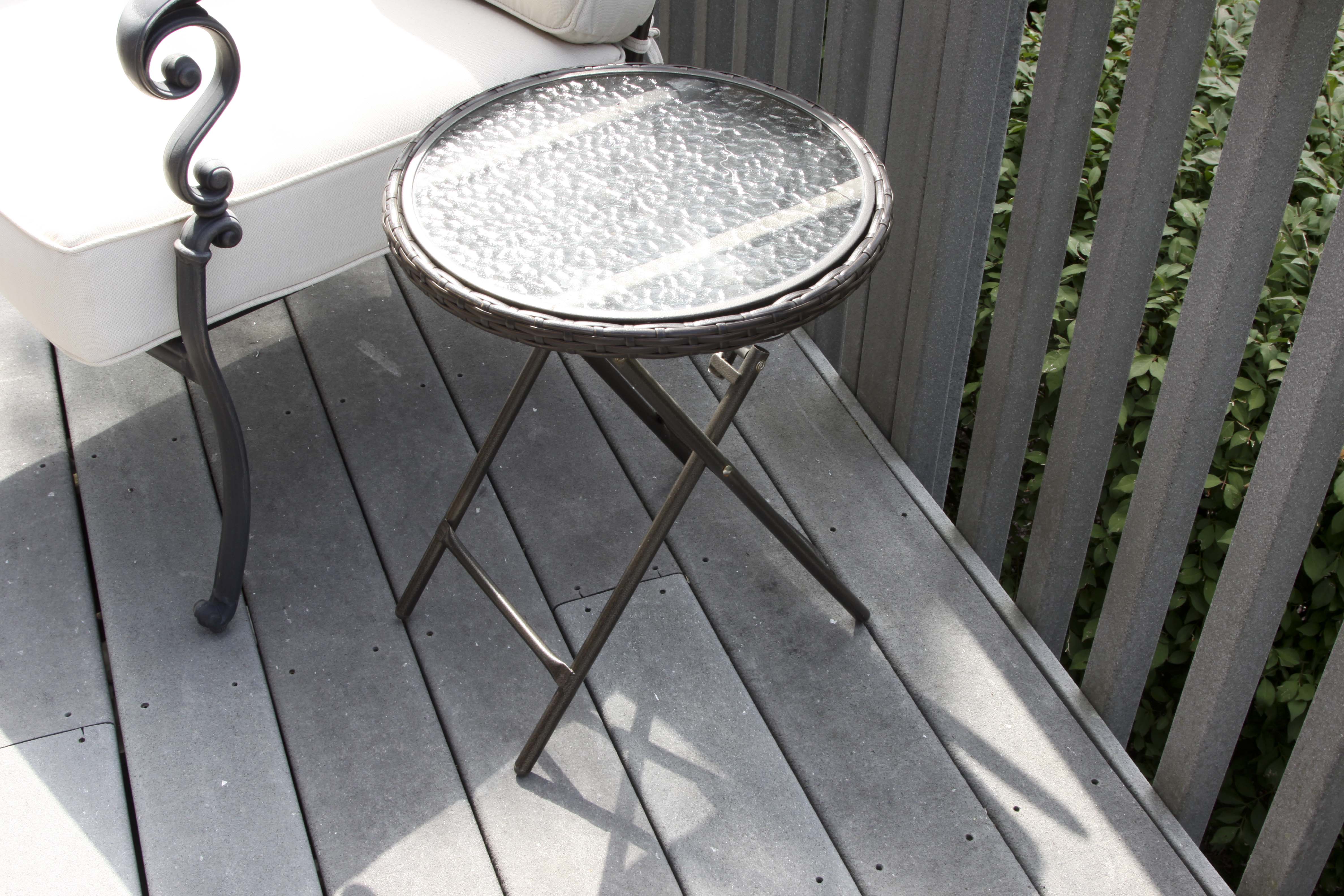 Metal Patio Chair and Round Accent Table