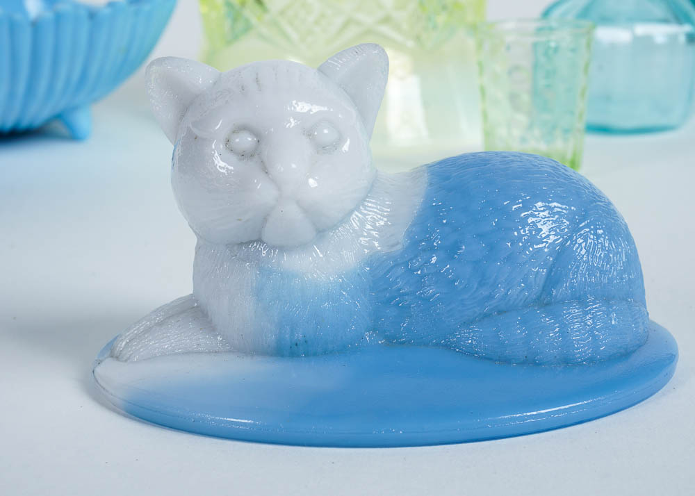 Blue, Green, and White Vintage Glass