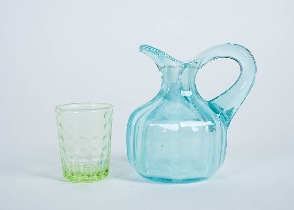 Blue, Green, and White Vintage Glass