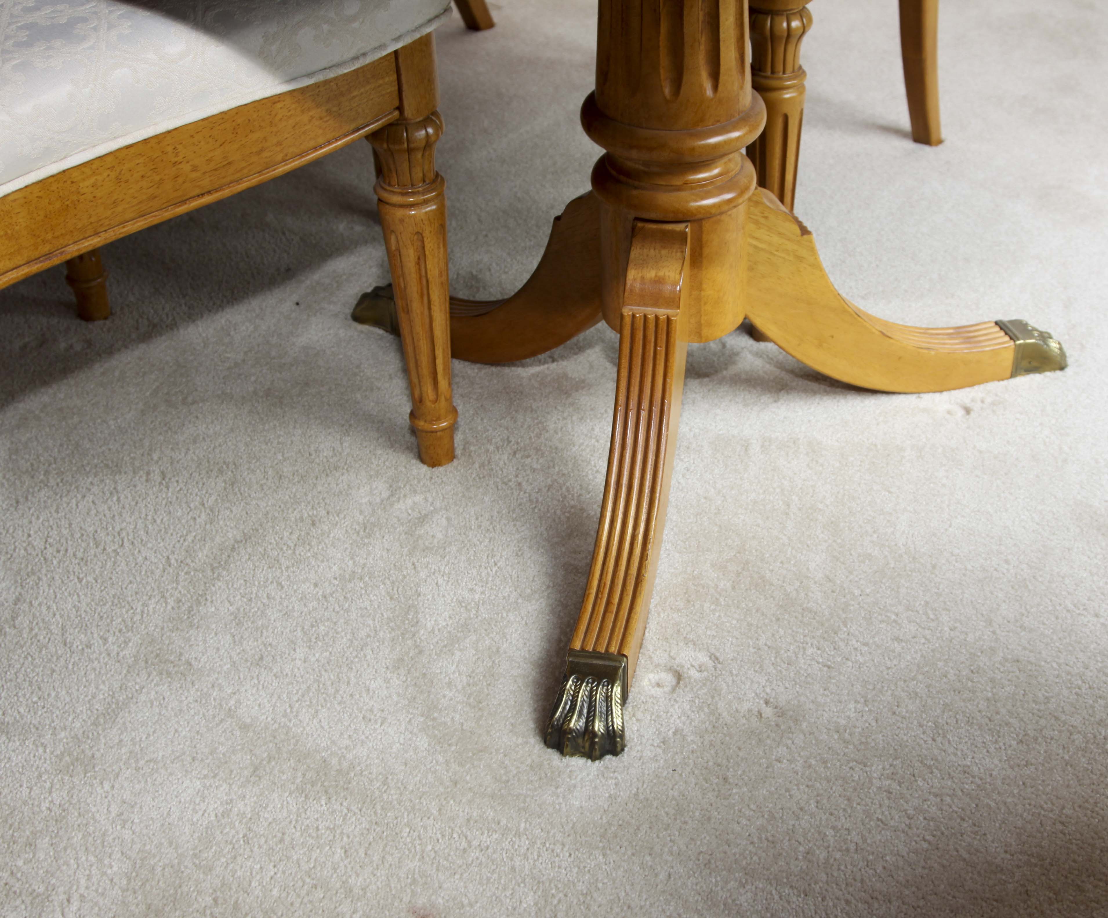 Elegant Olive Wood Dining Room Table and Eight Chairs