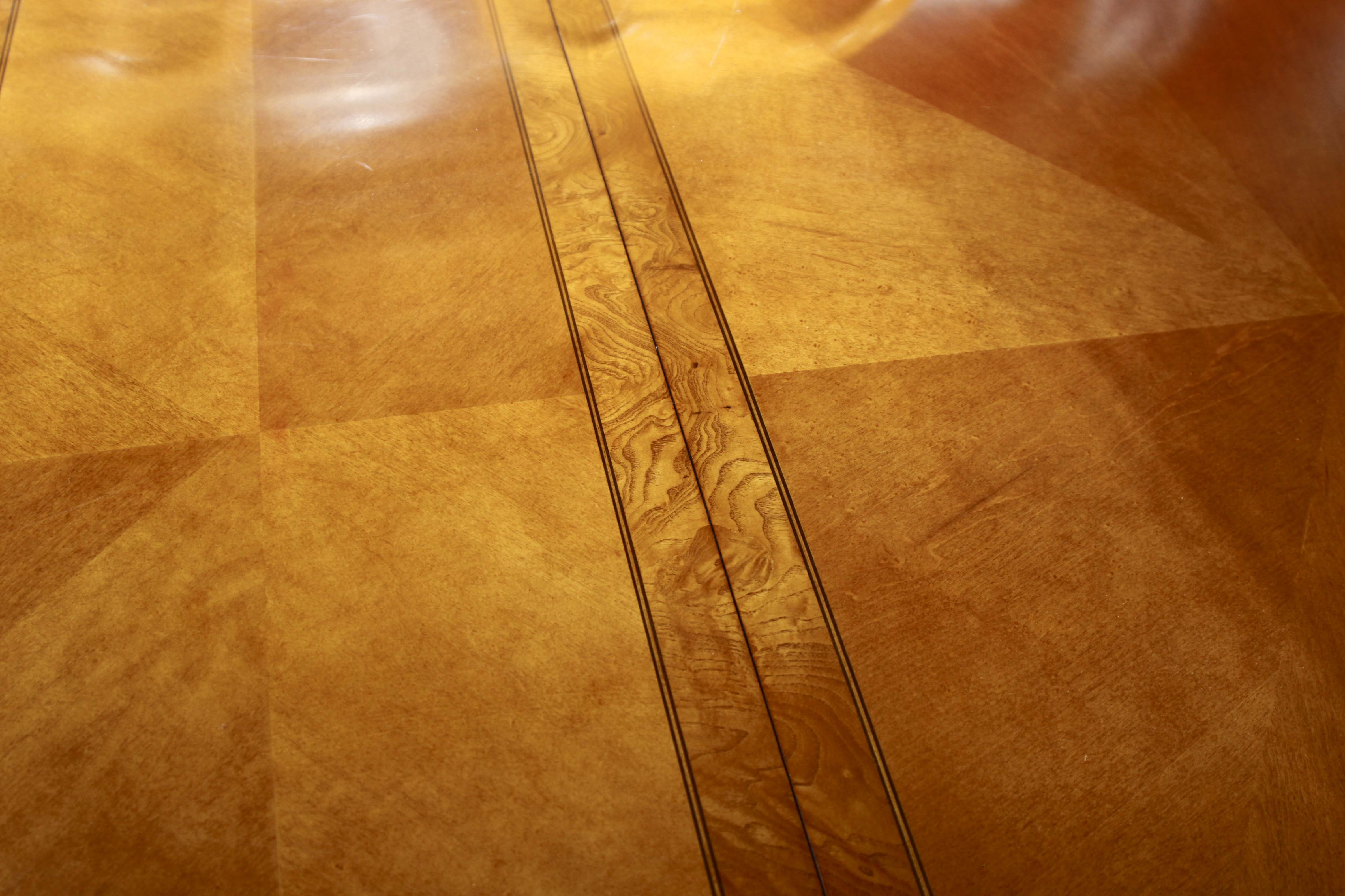 Elegant Olive Wood Dining Room Table and Eight Chairs