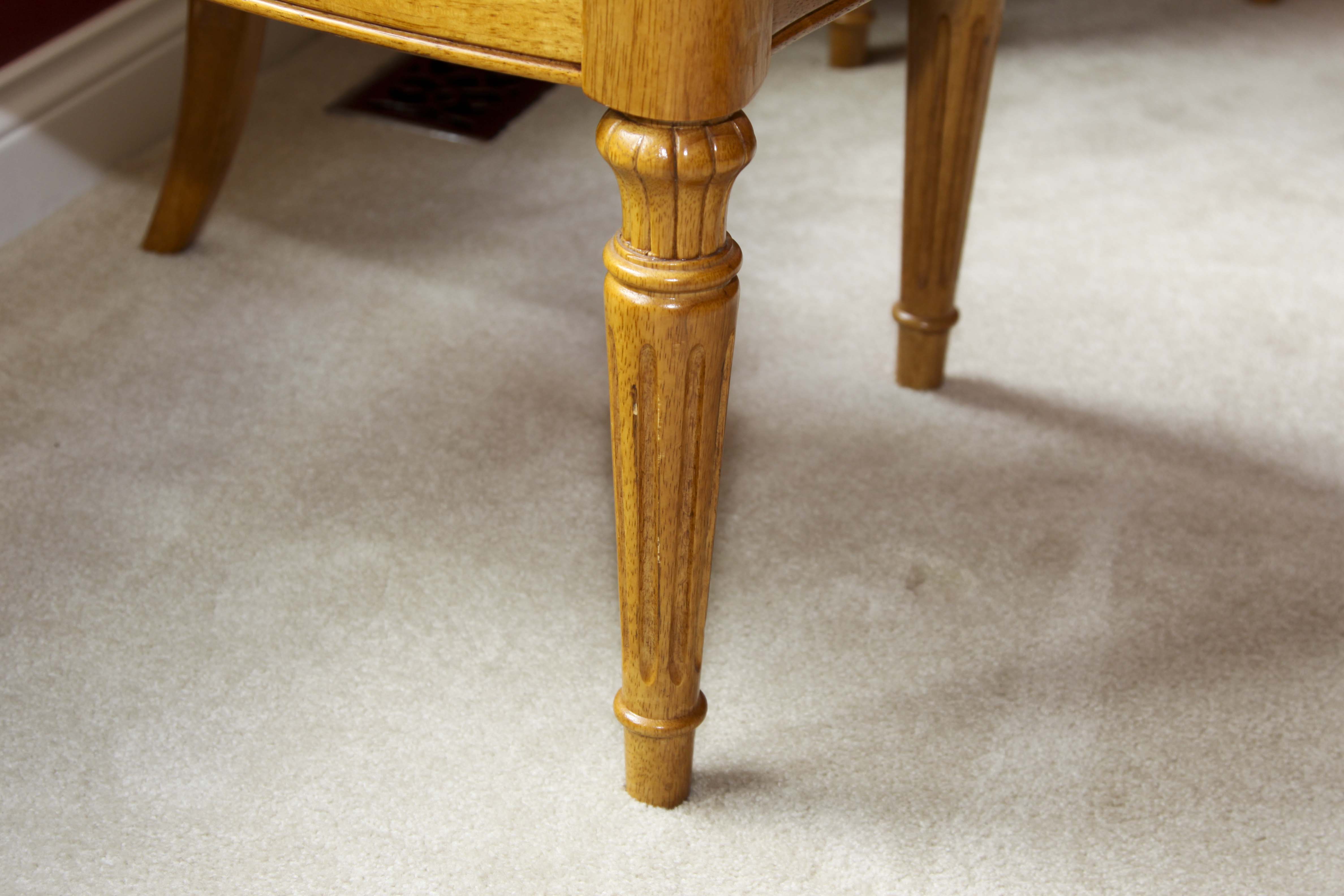 Elegant Olive Wood Dining Room Table and Eight Chairs