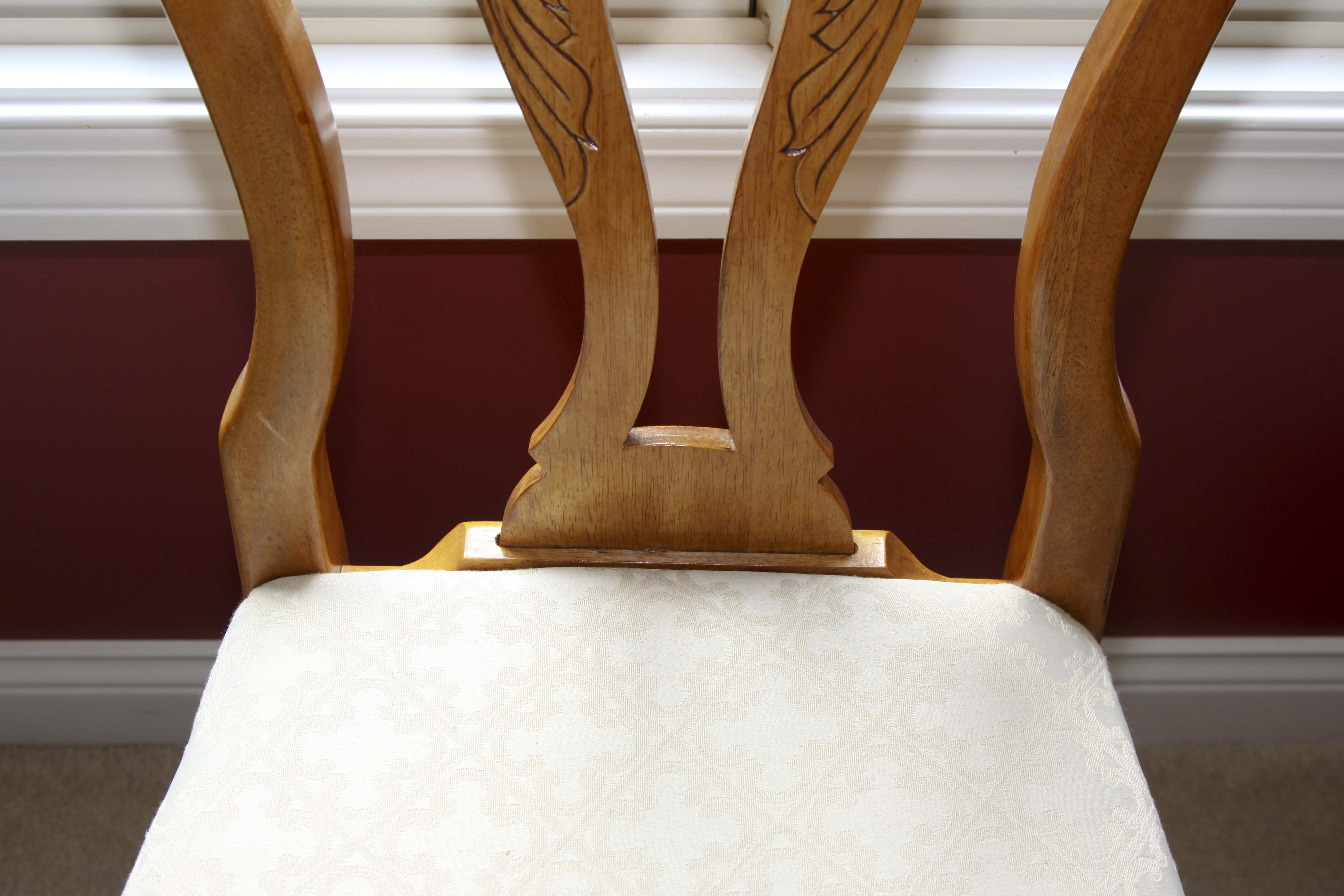 Elegant Olive Wood Dining Room Table and Eight Chairs